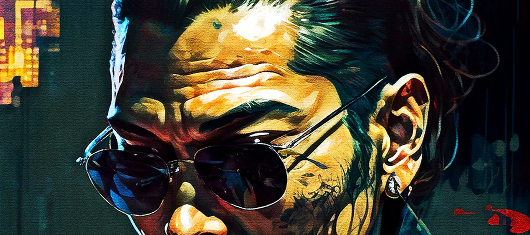 Crime boss painting RGB Desk Mat full-width design preview