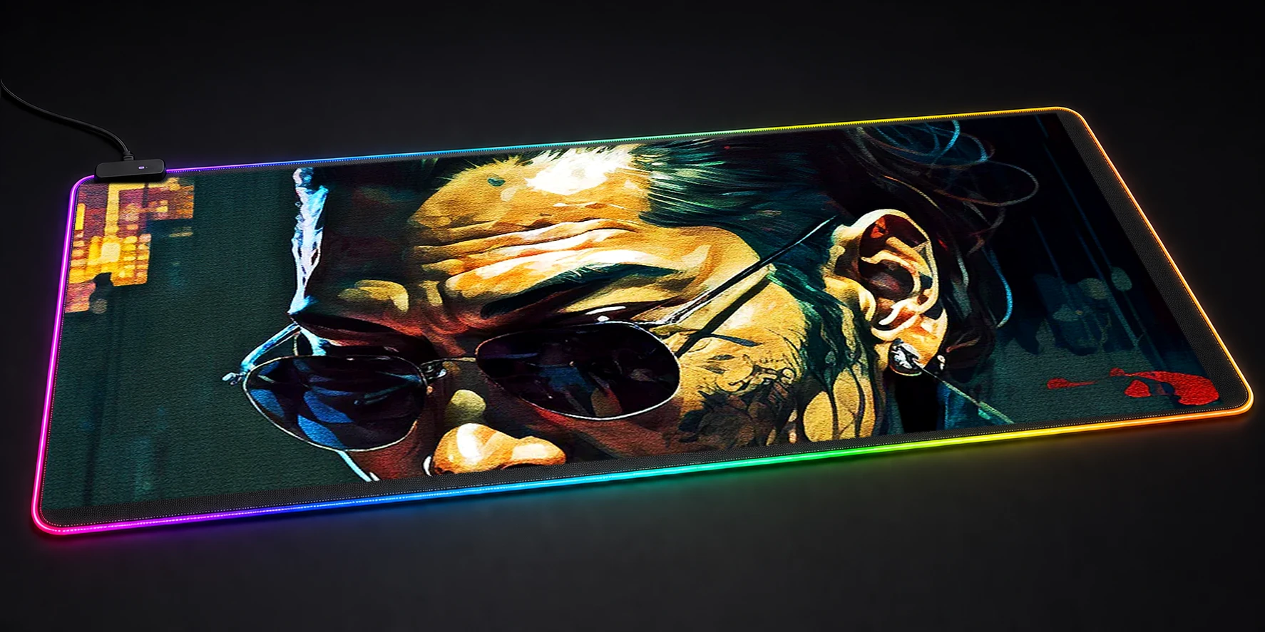 Crime boss painting RGB Desk Mat RGB desk mat