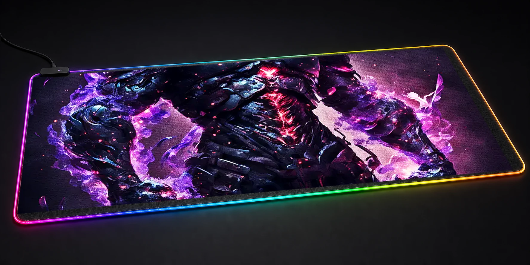 Dark ninja purple aura RGB Desk Mat RGB desk mat