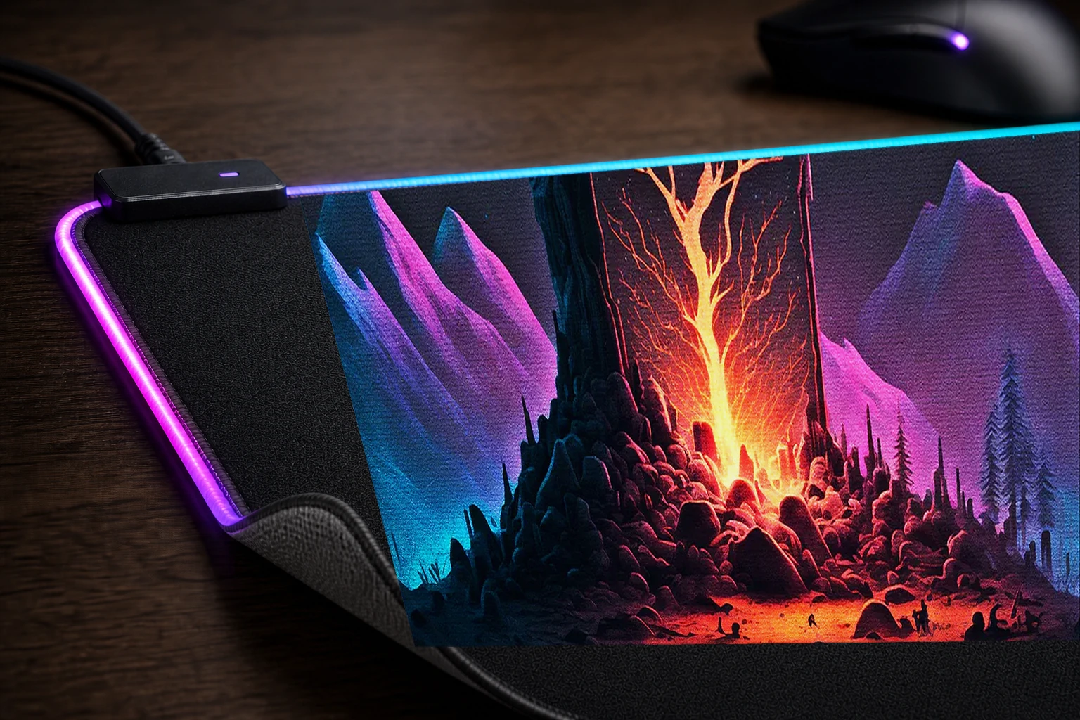 Monolith Lighting RGB Desk Mat controller and material detail