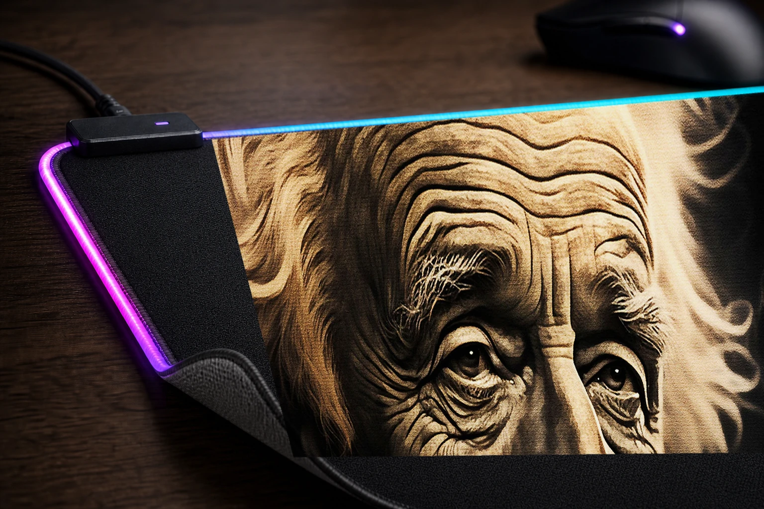 Inspirational Human RGB Desk Mat controller and material detail