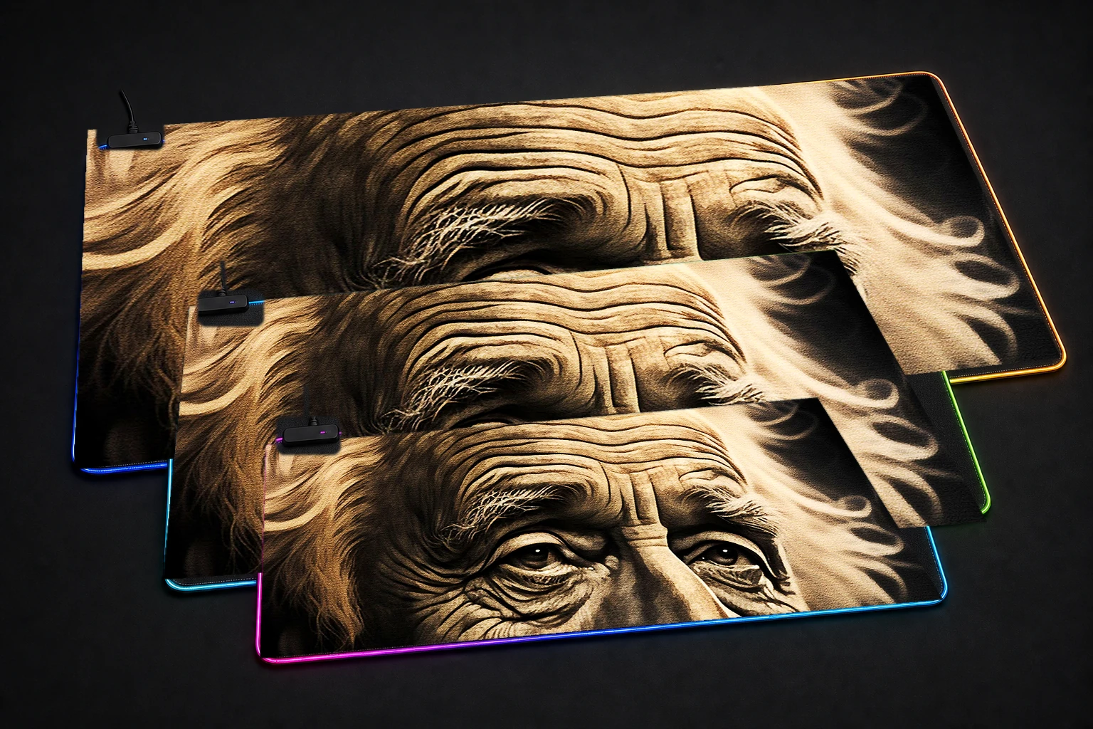 Inspirational Human RGB Desk Mat three-size comparison