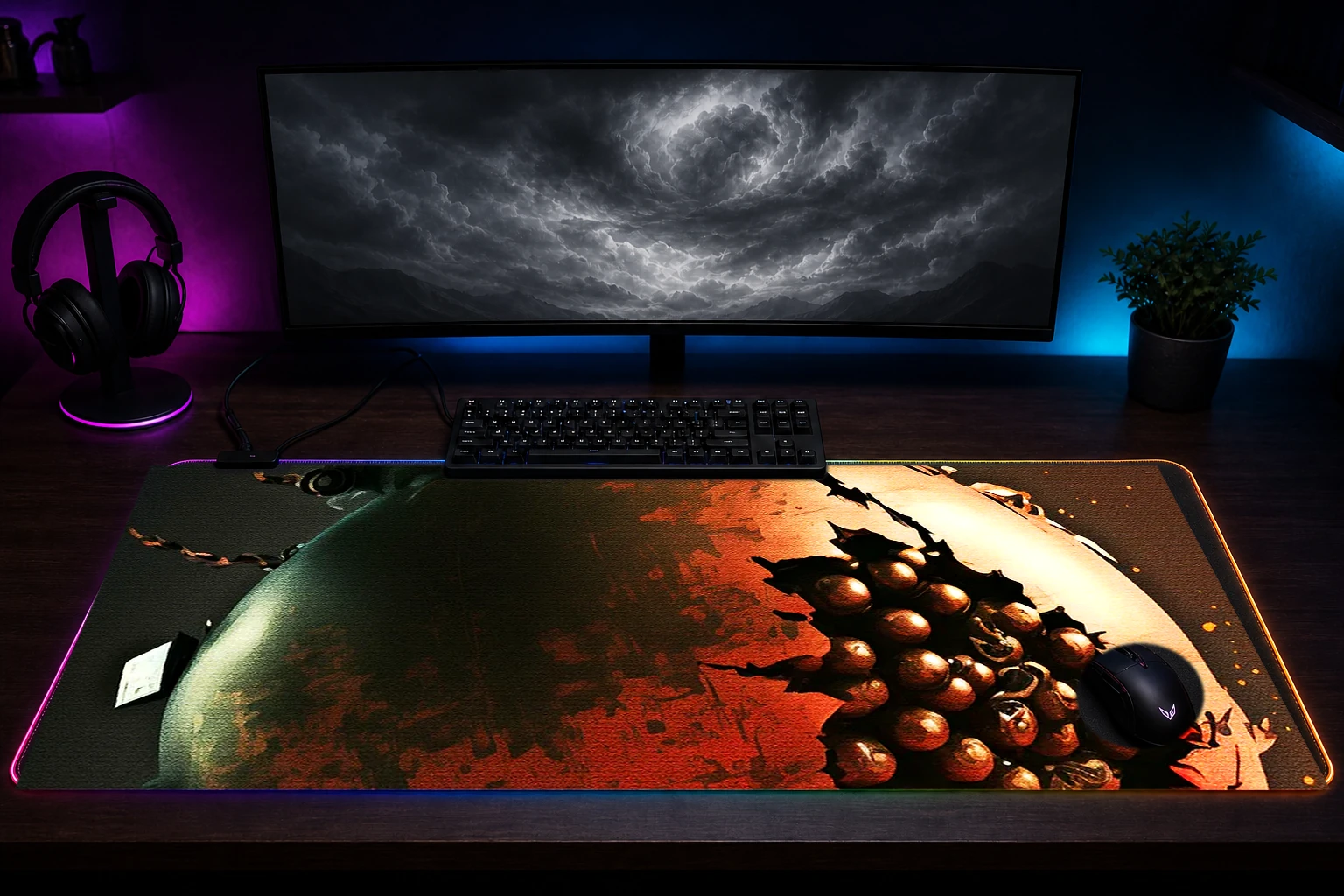 Fill Grenade Details RGB Desk Mat immersive setup scene