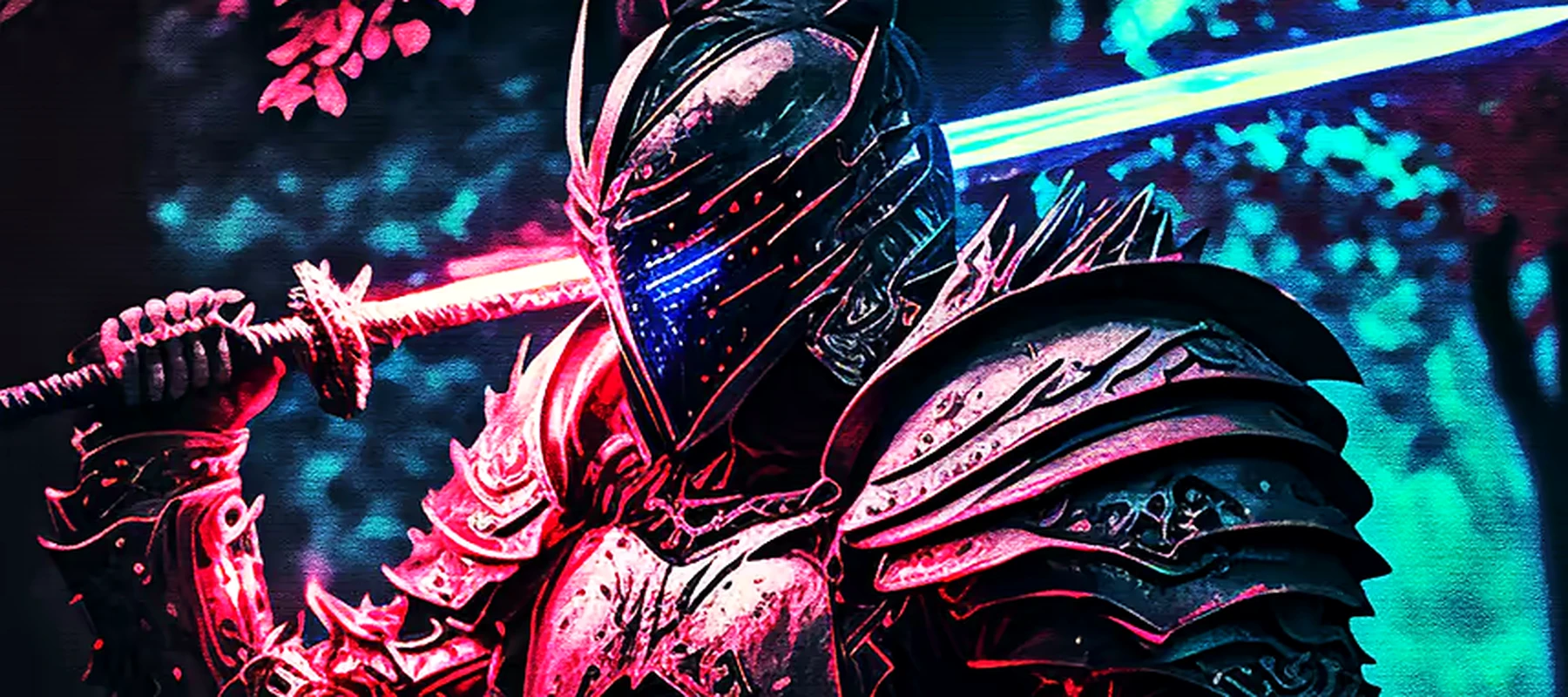 Swordsman wearing armor RGB Desk Mat full-width design preview