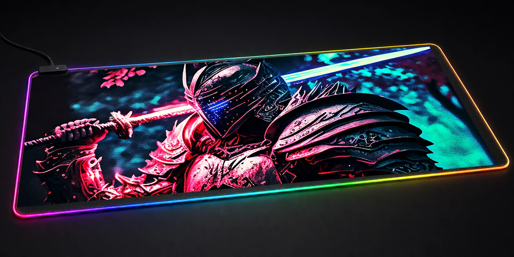 Swordsman wearing armor RGB Desk Mat RGB desk mat