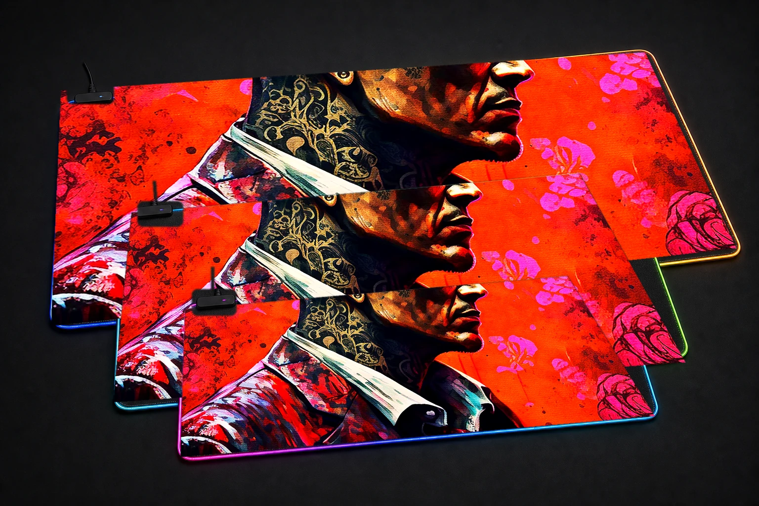Paint Boss Japan RGB Desk Mat three-size comparison