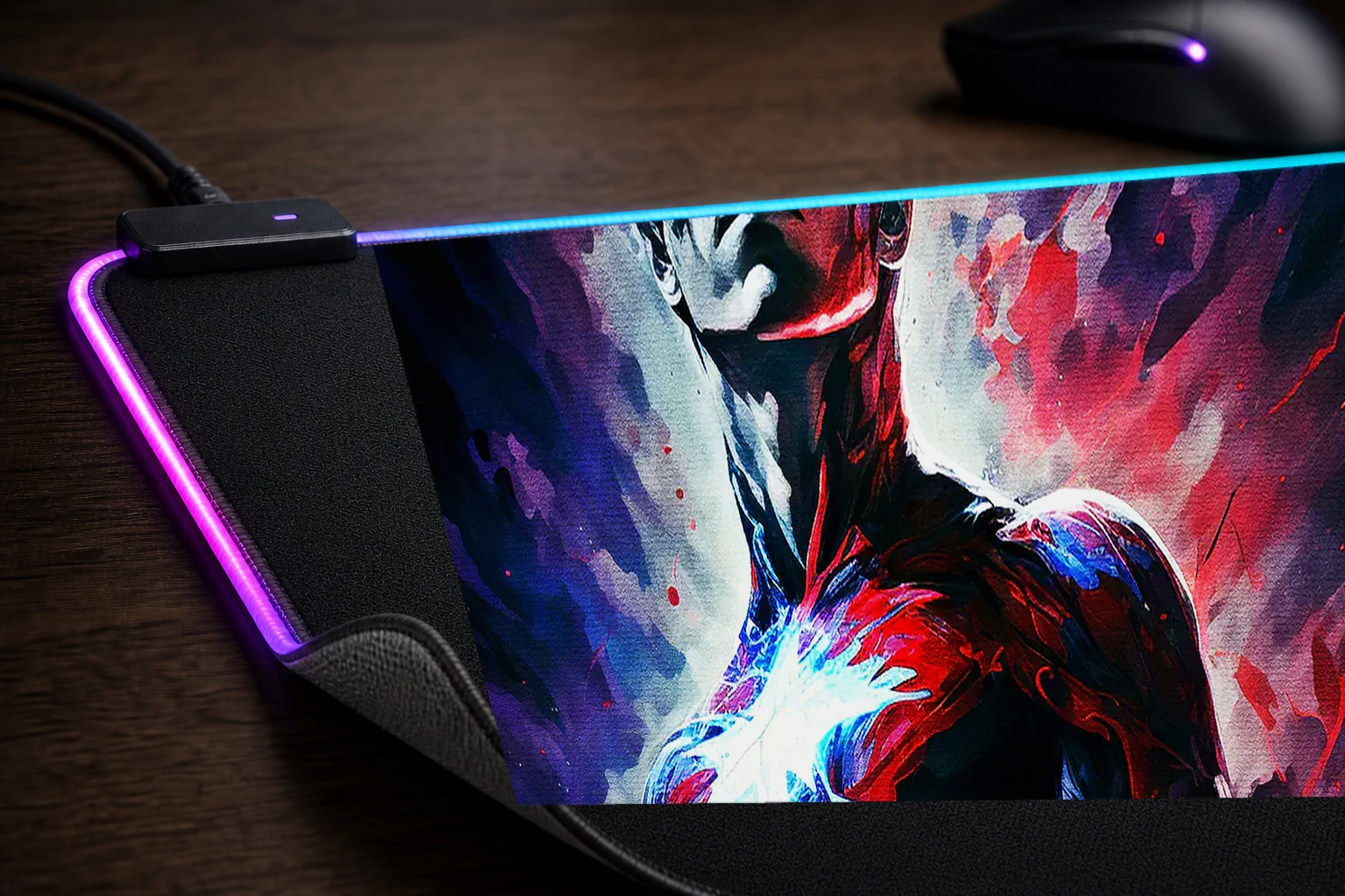 Hero cosmic horror RGB Desk Mat controller and material detail