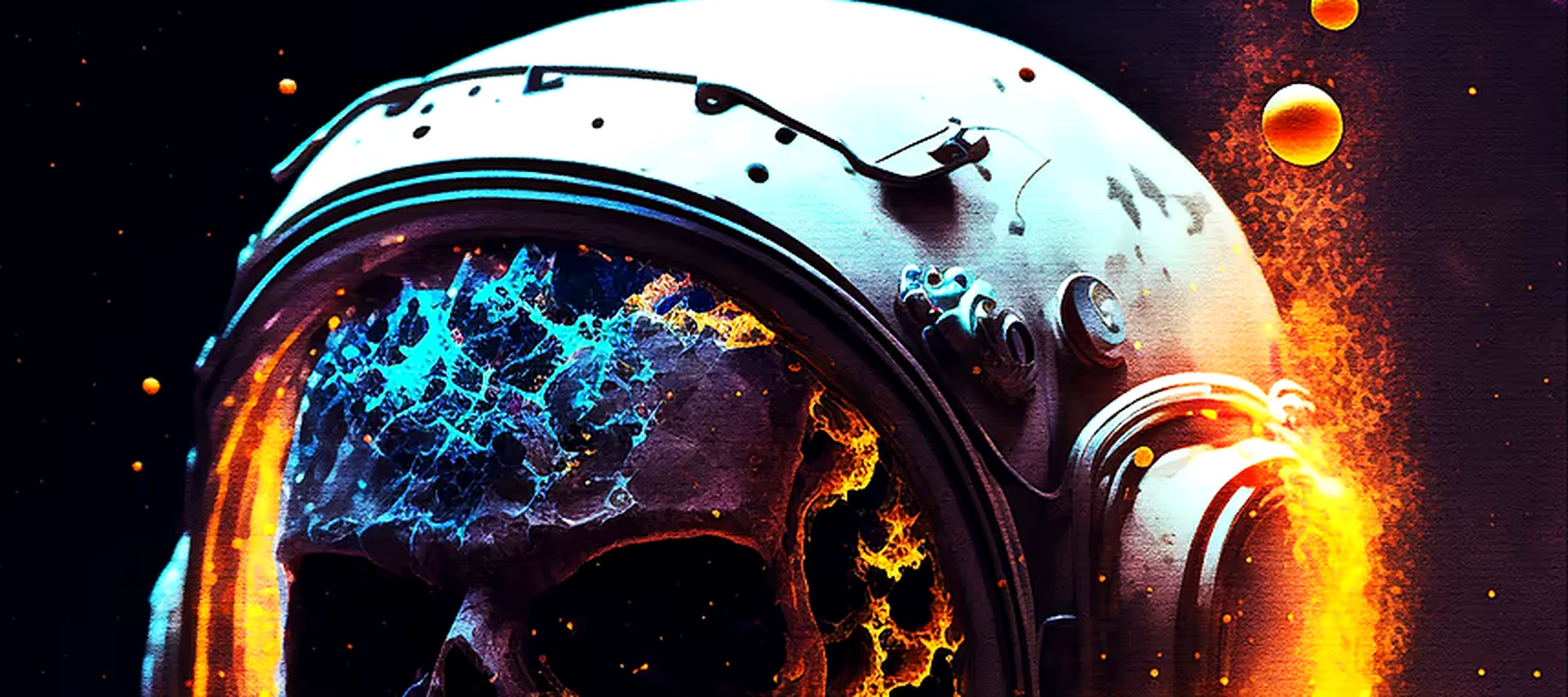 Closeup of an astronaut RGB Desk Mat full-width design preview