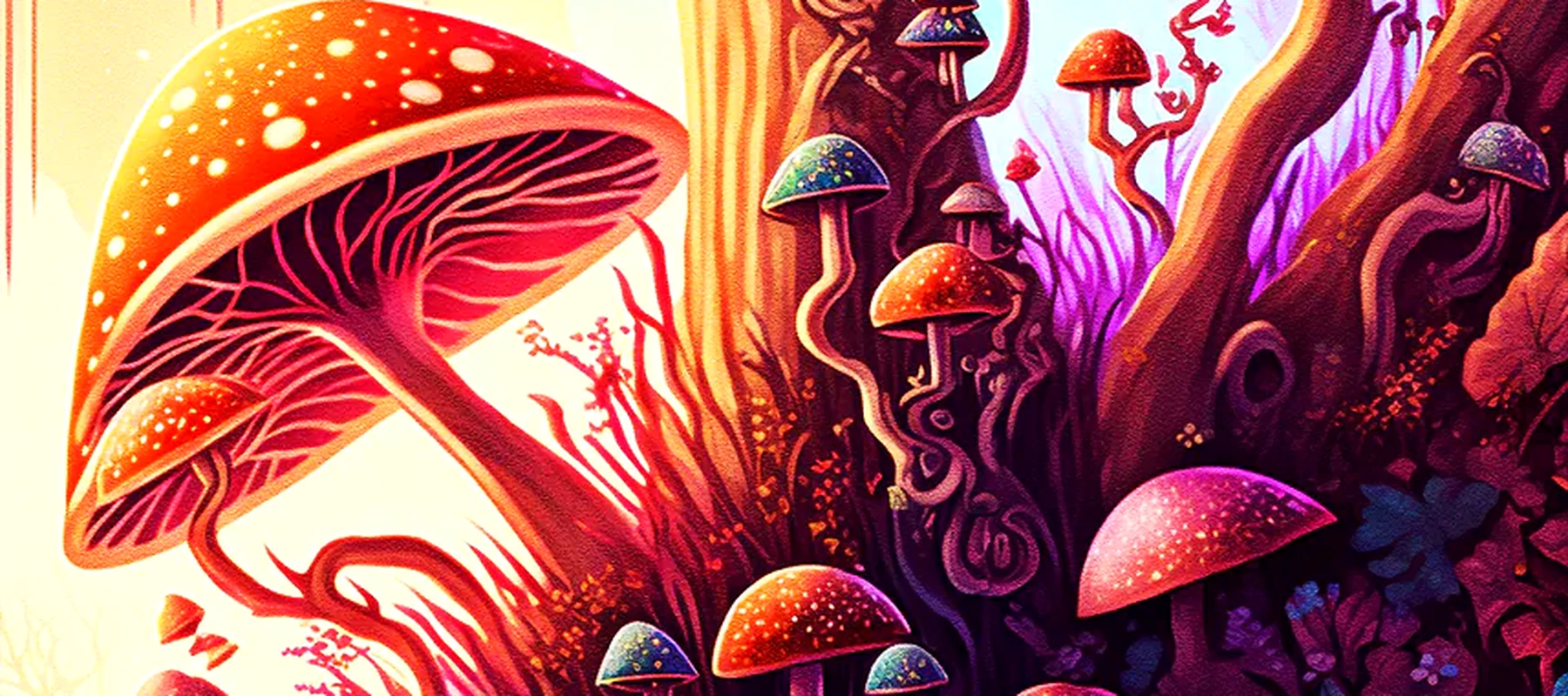 Paint Mushroom RGB Desk Mat full-width design preview