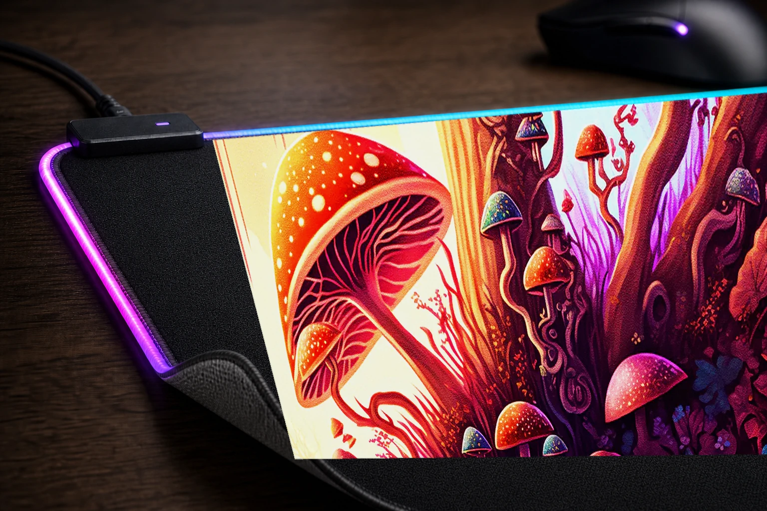 Paint Mushroom RGB Desk Mat controller and material detail