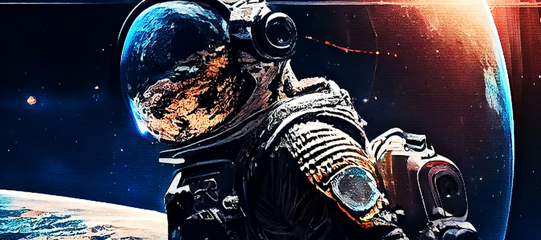 Space astronaut RGB Desk Mat full-width design preview