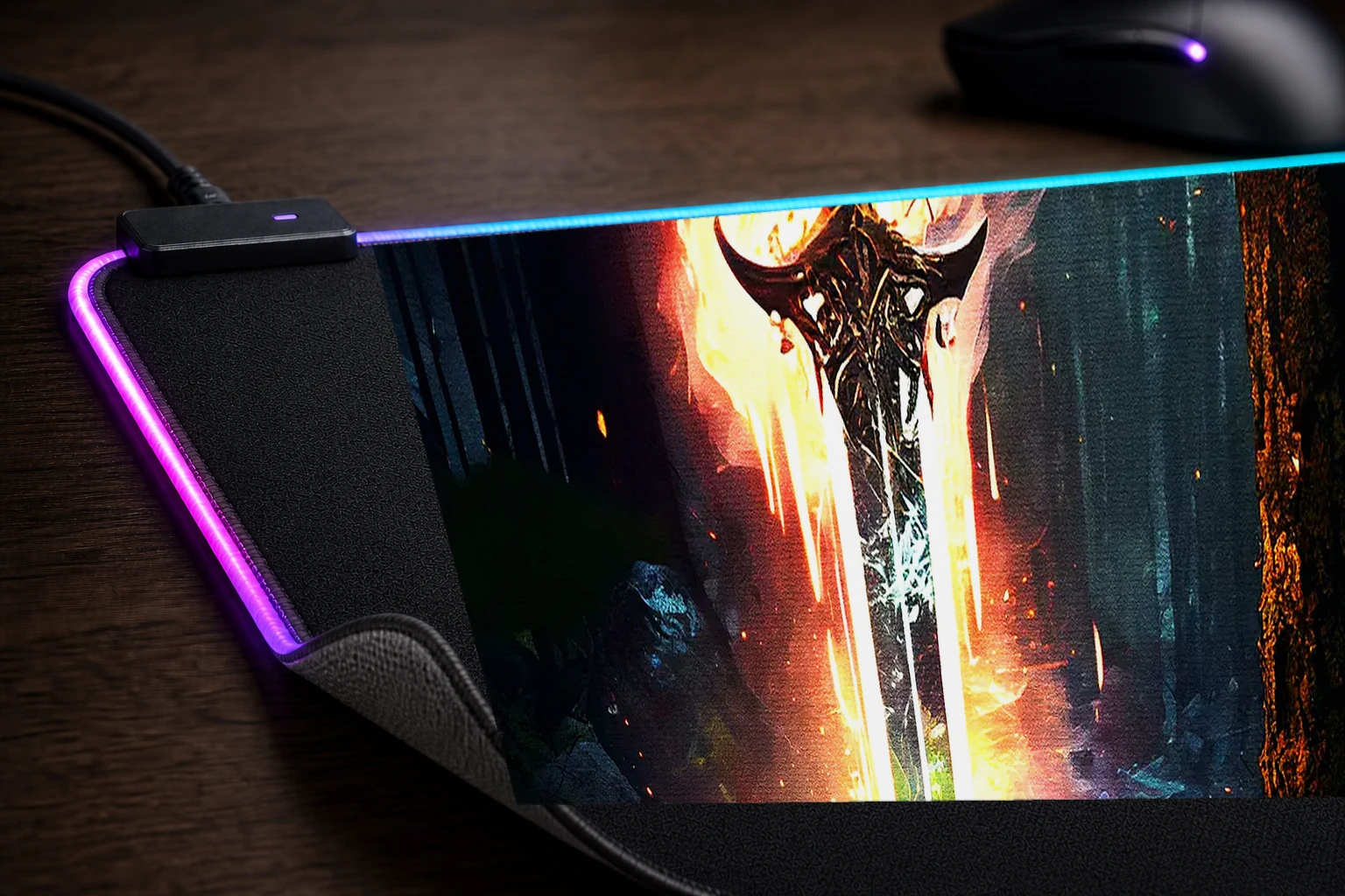 Paint Sword Legend RGB Desk Mat controller and material detail