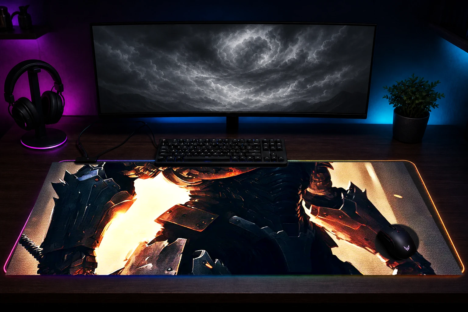 Cargo a robot RGB Desk Mat immersive setup scene