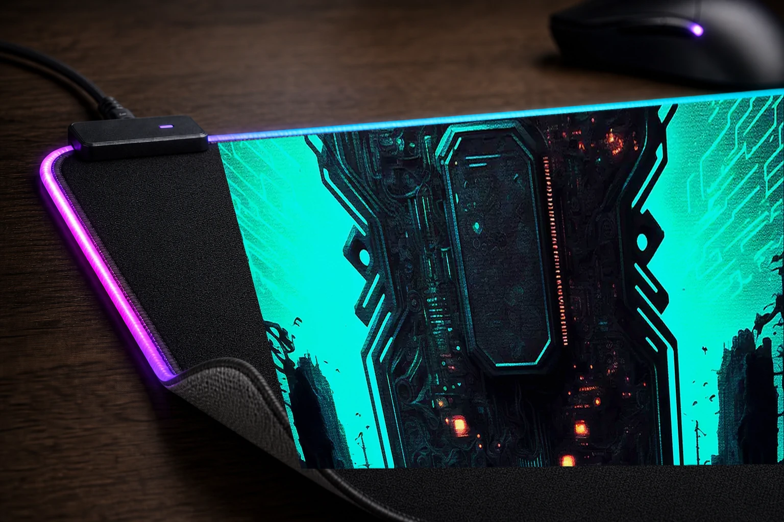 Necropolis city RGB Desk Mat controller and material detail