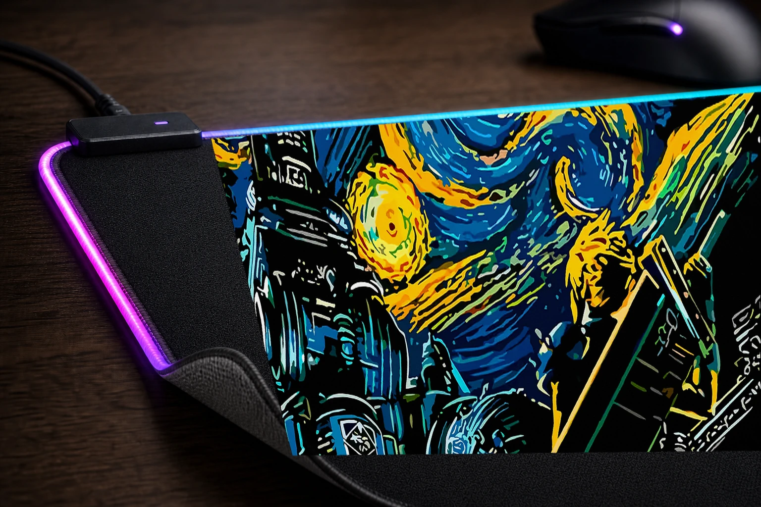 Cloud Fantasy RGB Desk Mat controller and material detail