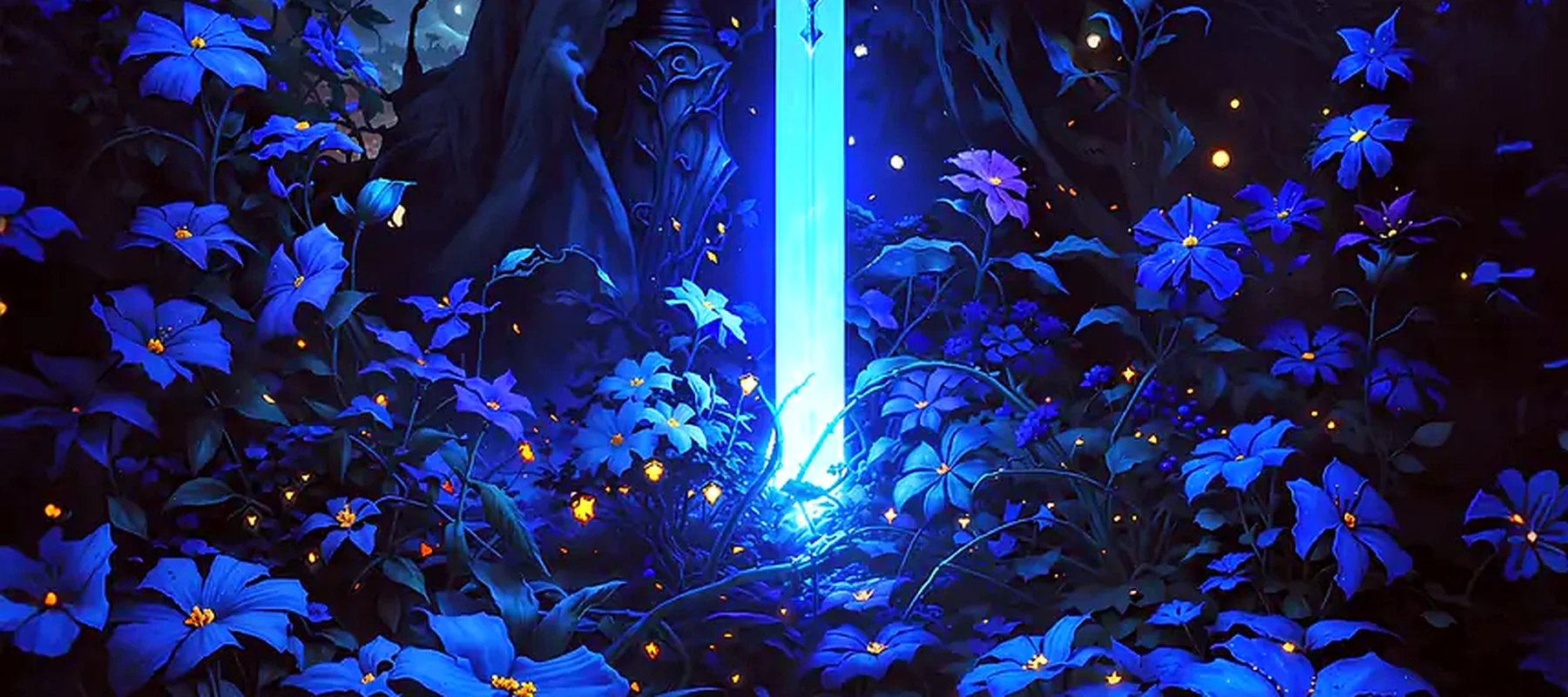 Knight with Blue Sword RGB Desk Mat full-width design preview