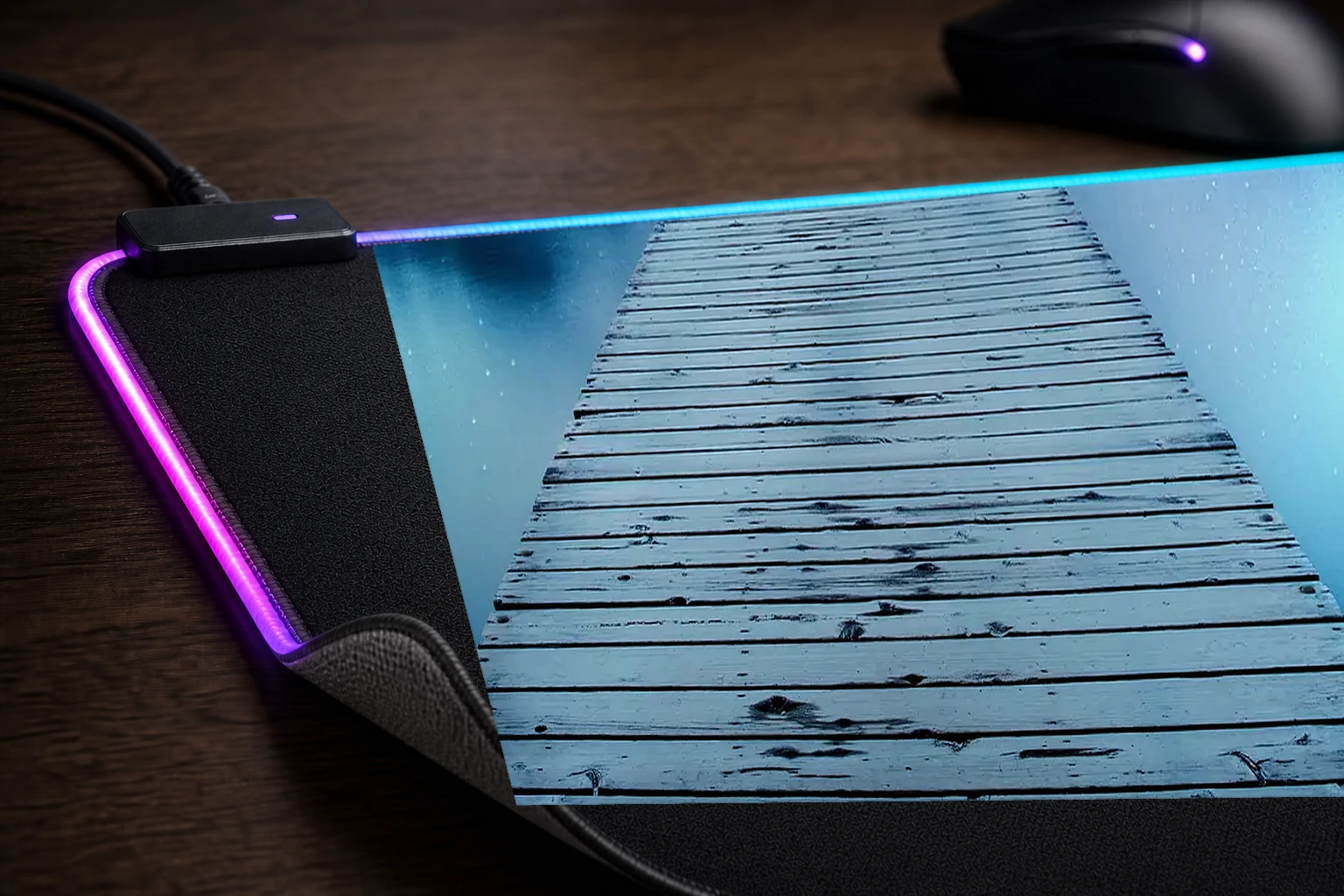 jetty line sky RGB Desk Mat controller and material detail
