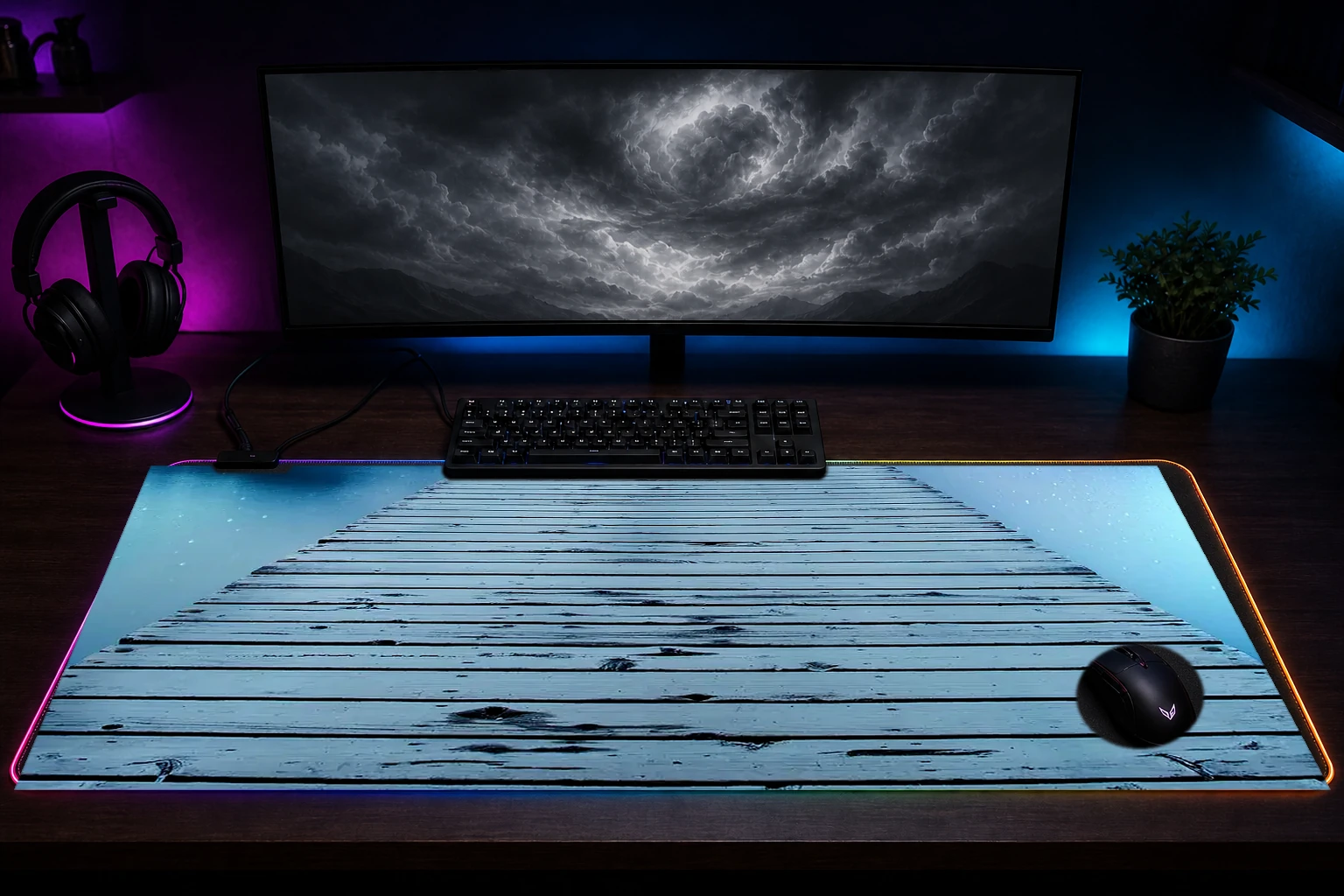 jetty line sky RGB Desk Mat immersive setup scene