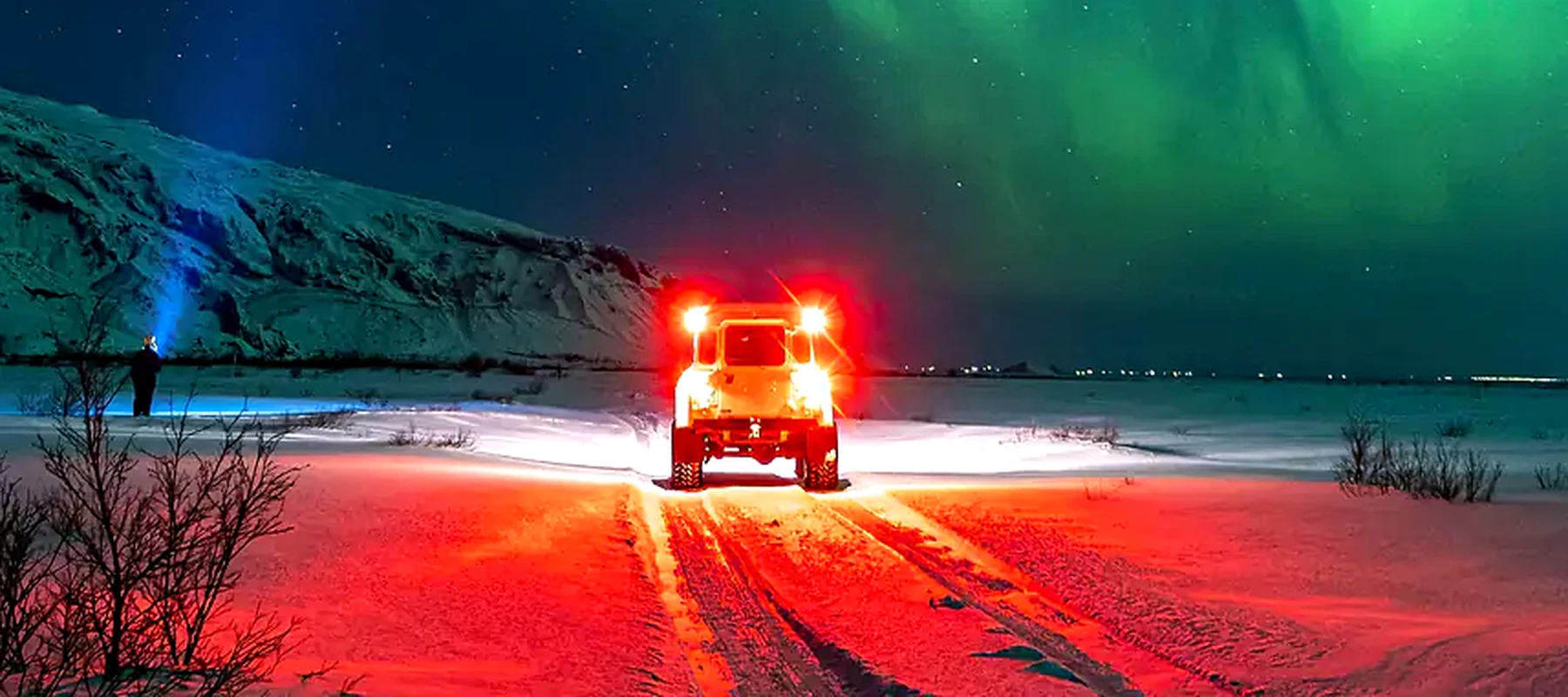 iceline with car aurora RGB Desk Mat full-width design preview