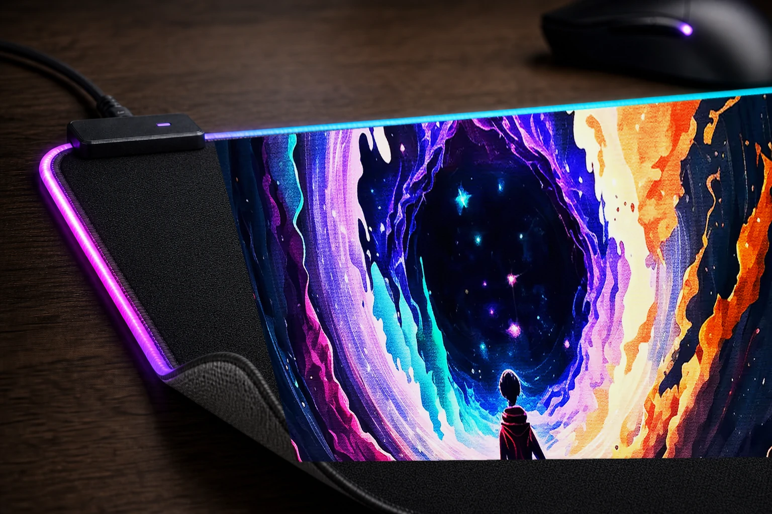 Portal cosmic space RGB Desk Mat controller and material detail