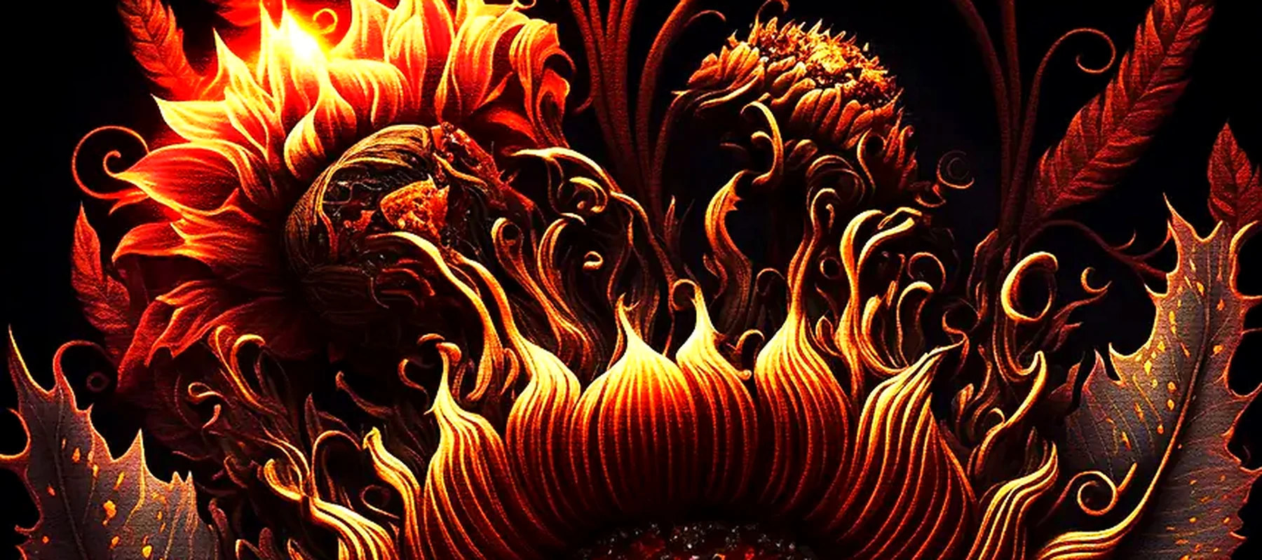 Ultra fire sunflower RGB Desk Mat full-width design preview