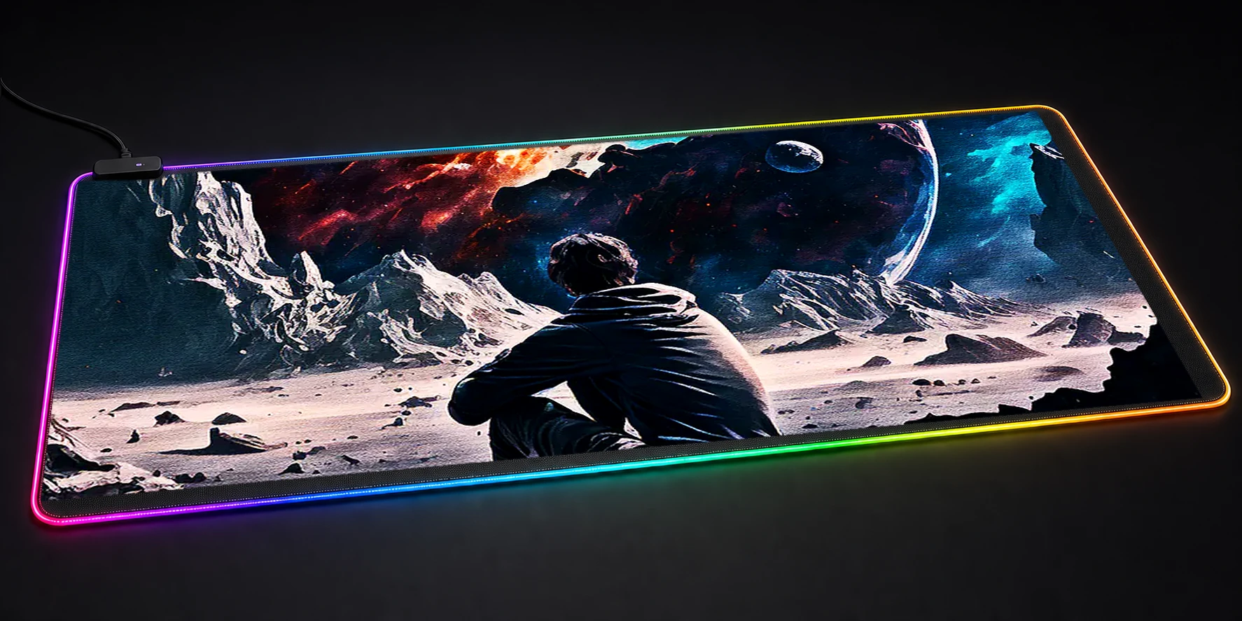 Watching cosmos RGB Desk Mat RGB desk mat