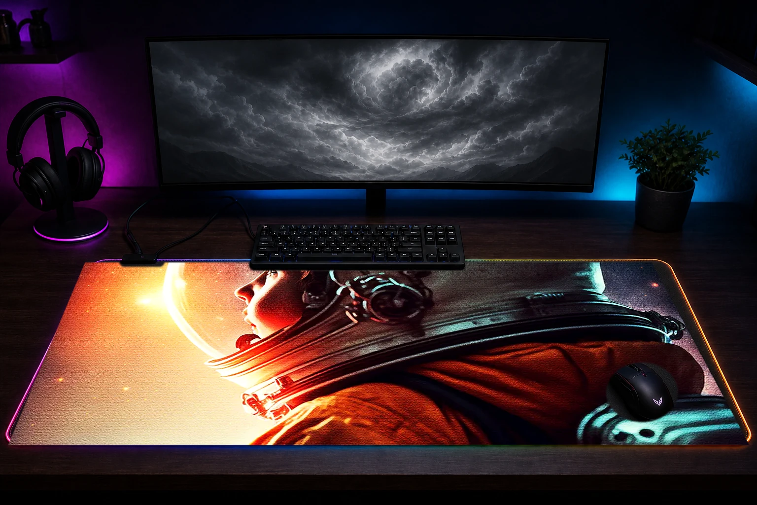 Astro child photography RGB Desk Mat immersive setup scene
