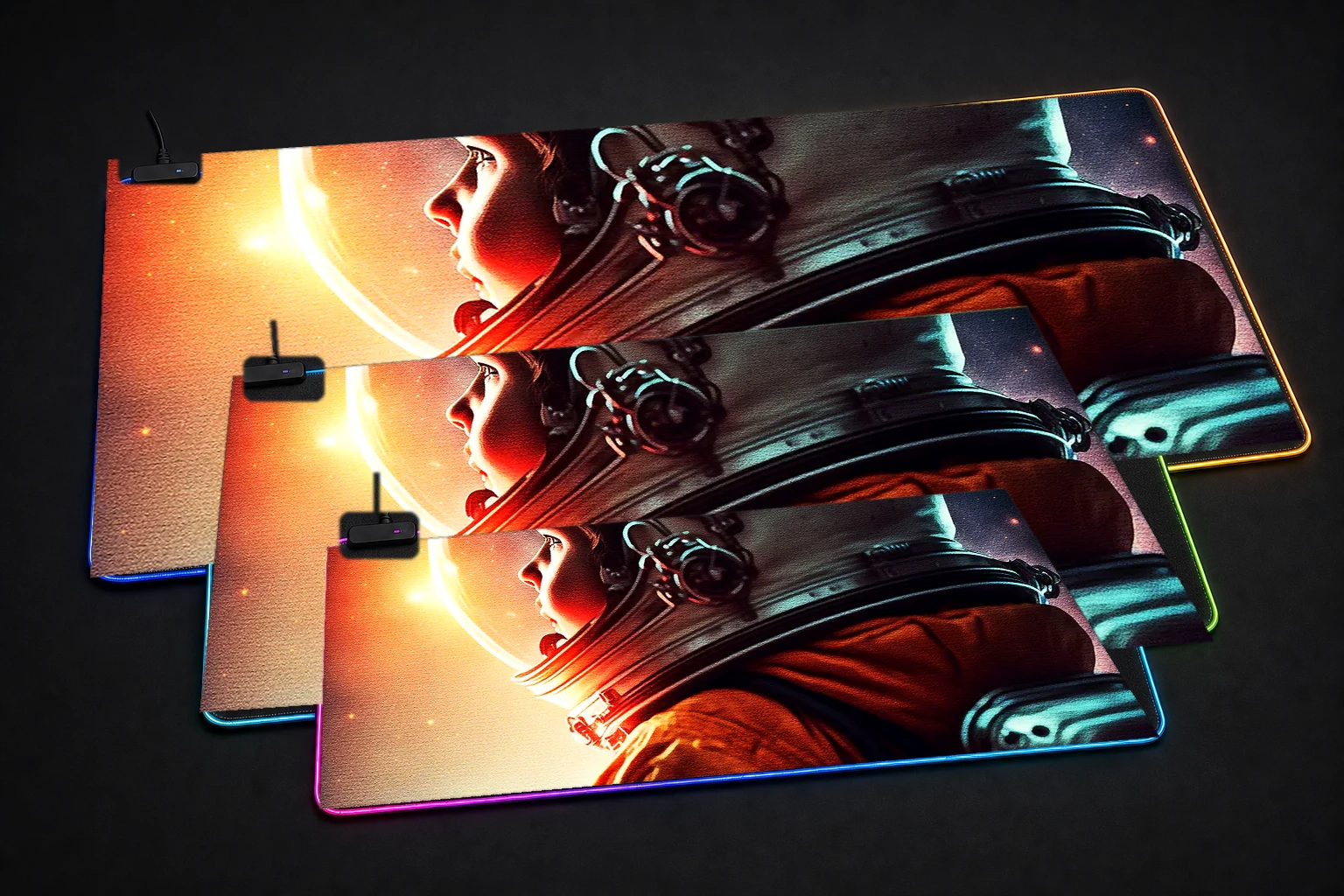 Astro child photography RGB Desk Mat three-size comparison