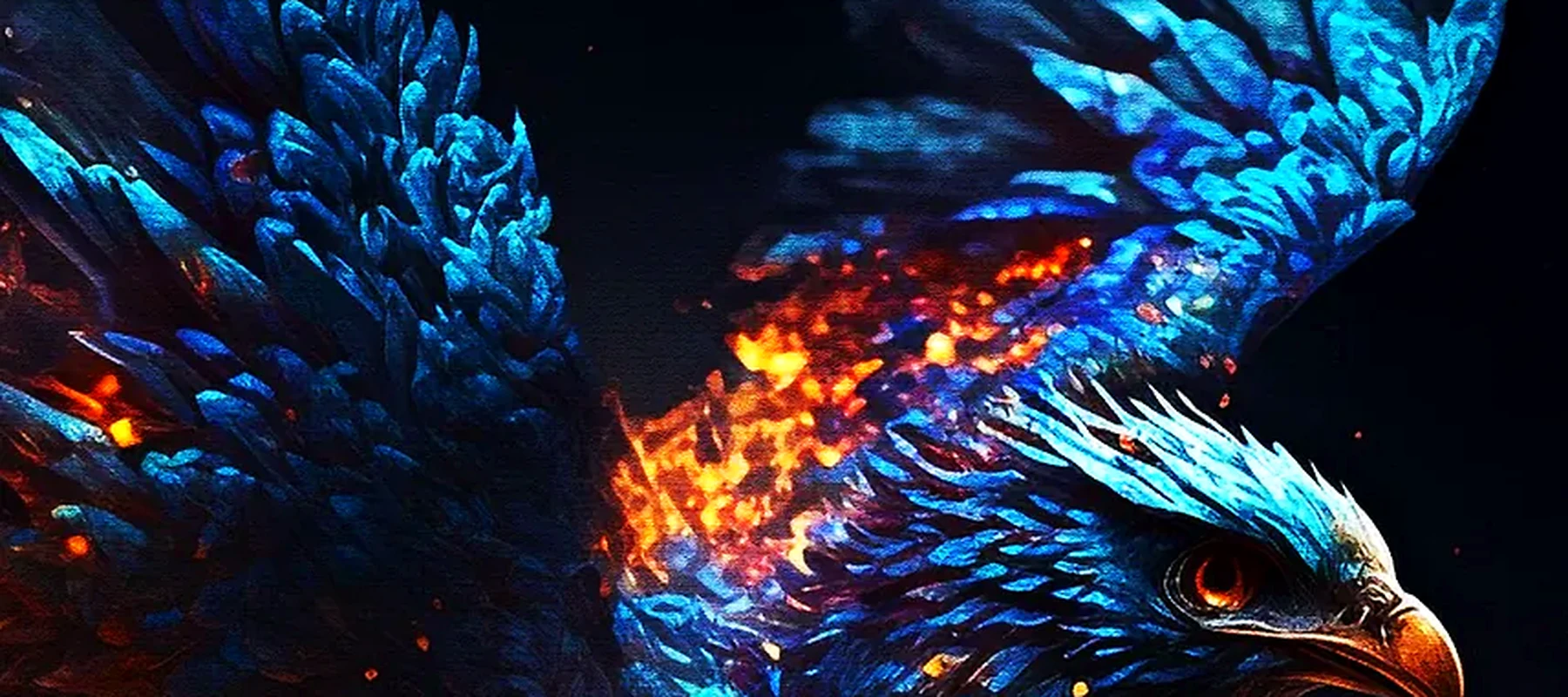 Blue Phoenix RGB Desk Mat full-width design preview