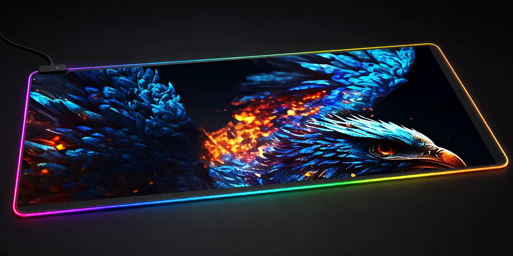 Blue Phoenix RGB Desk Mat RGB desk mat