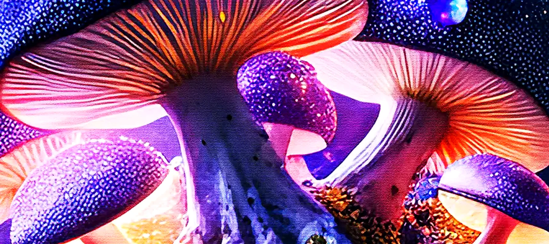 Forest Mushroom RGB Desk Mat full-width design preview