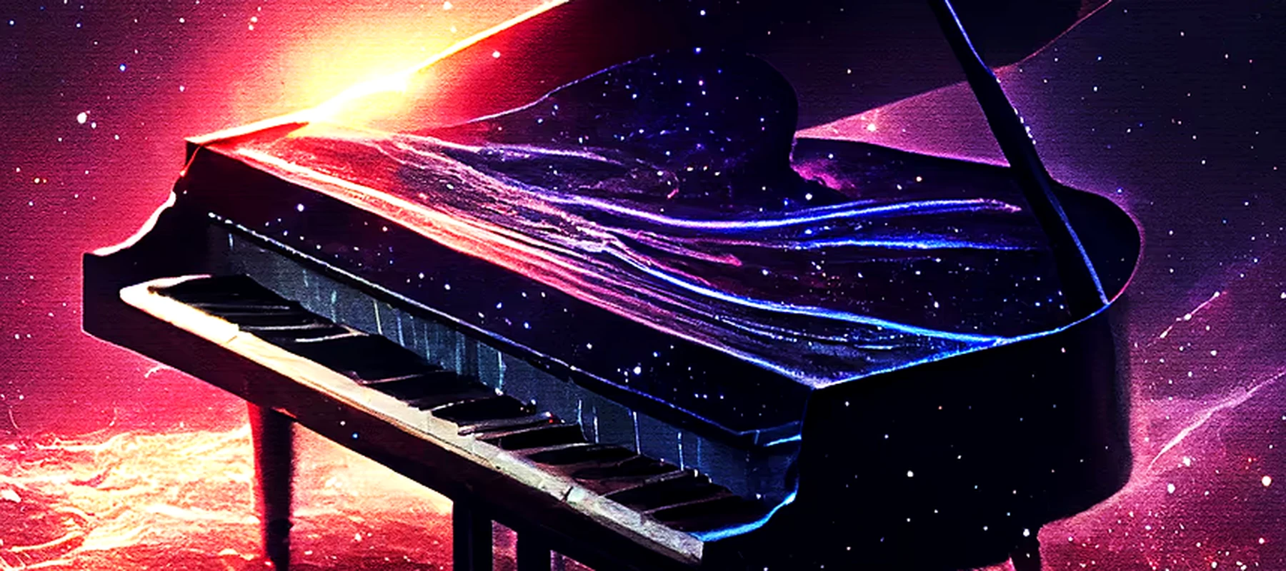 Magic Piano RGB Desk Mat full-width design preview