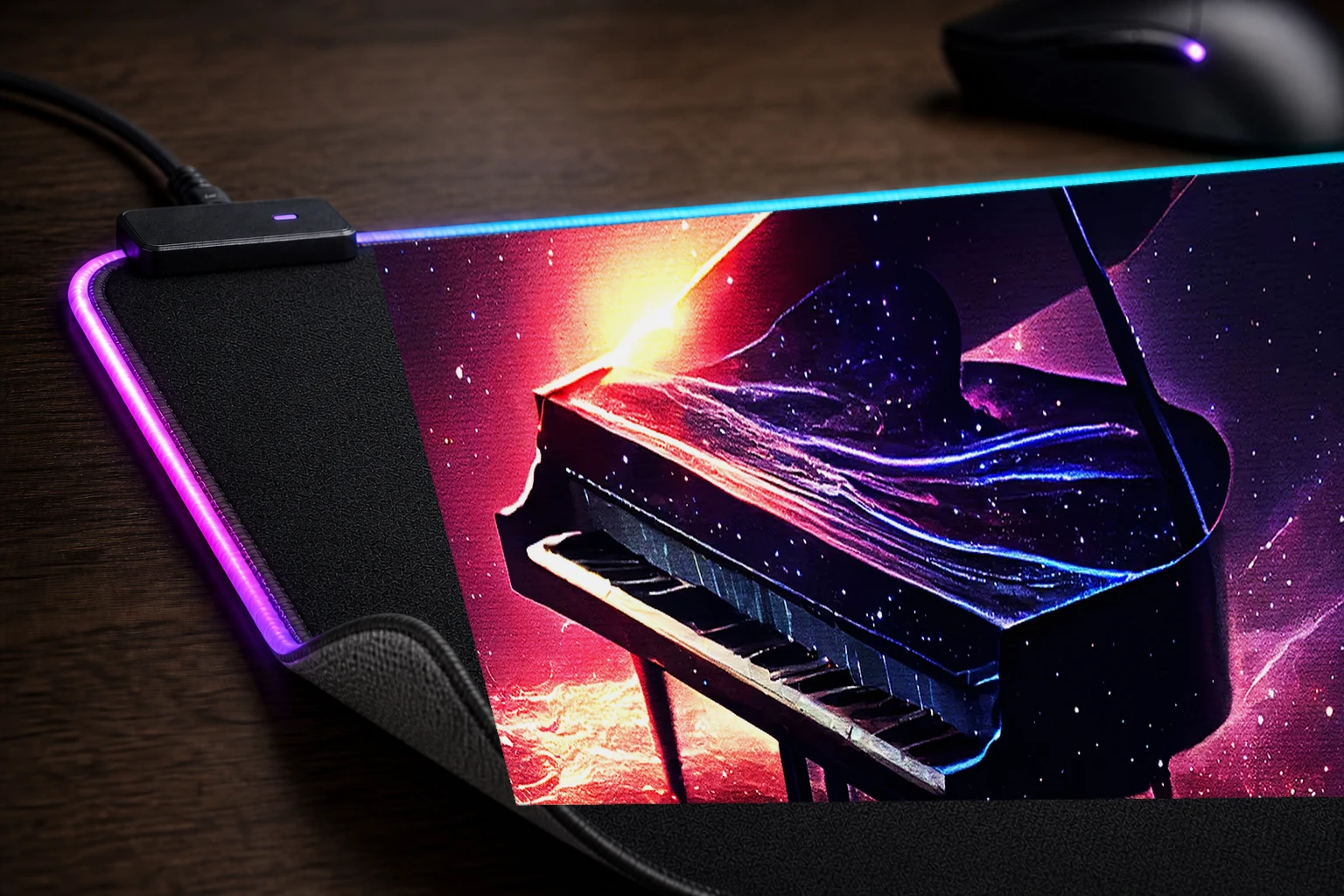 Magic Piano RGB Desk Mat controller and material detail