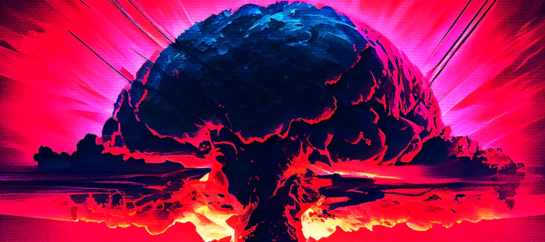 Nuclear Bomb Illustration RGB Desk Mat full-width design preview