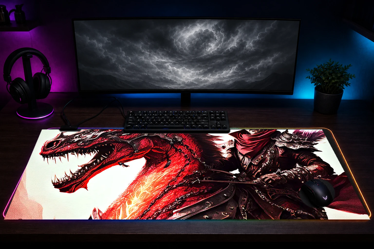 Cowboy Legend RGB Desk Mat immersive setup scene