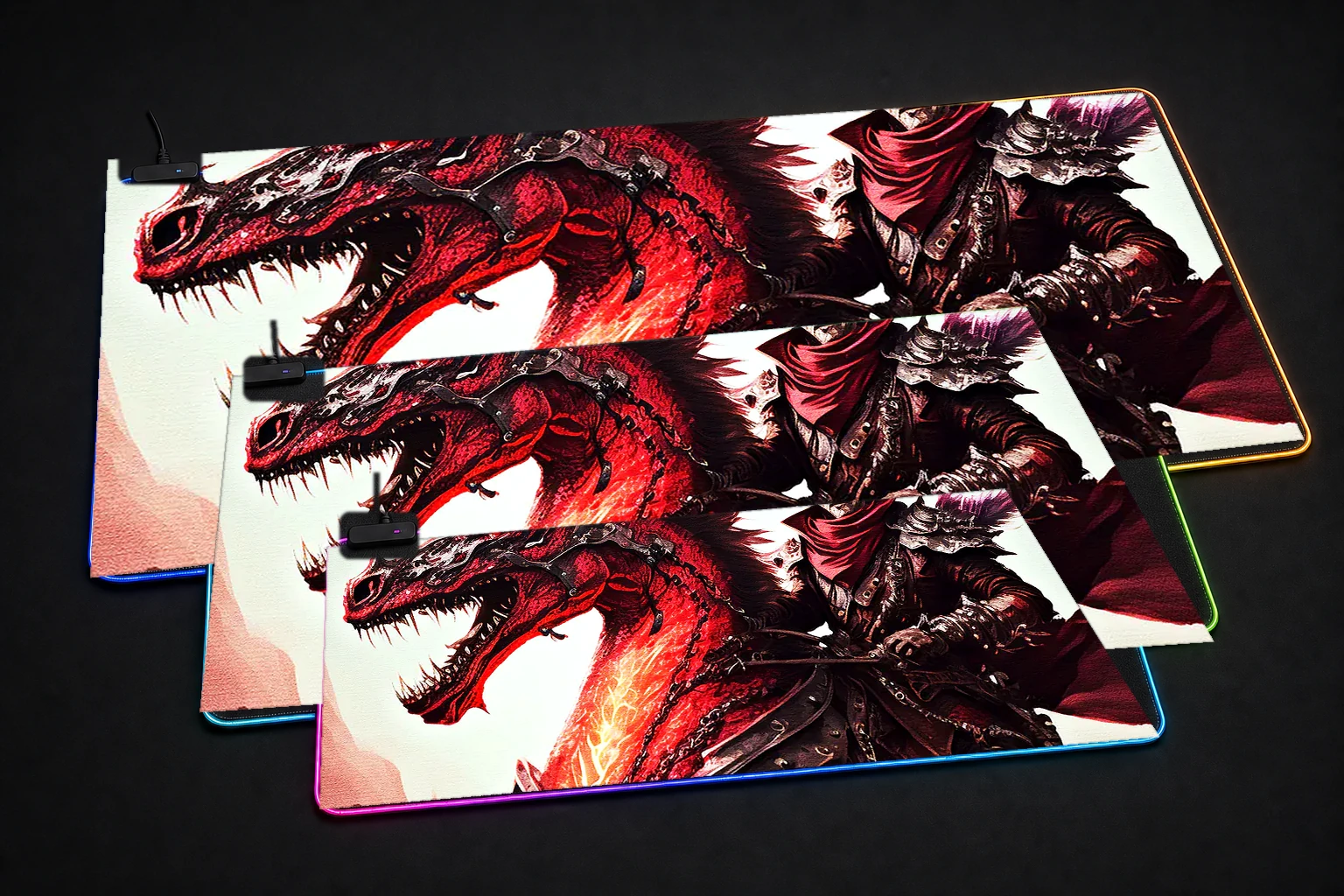 Cowboy Legend RGB Desk Mat three-size comparison