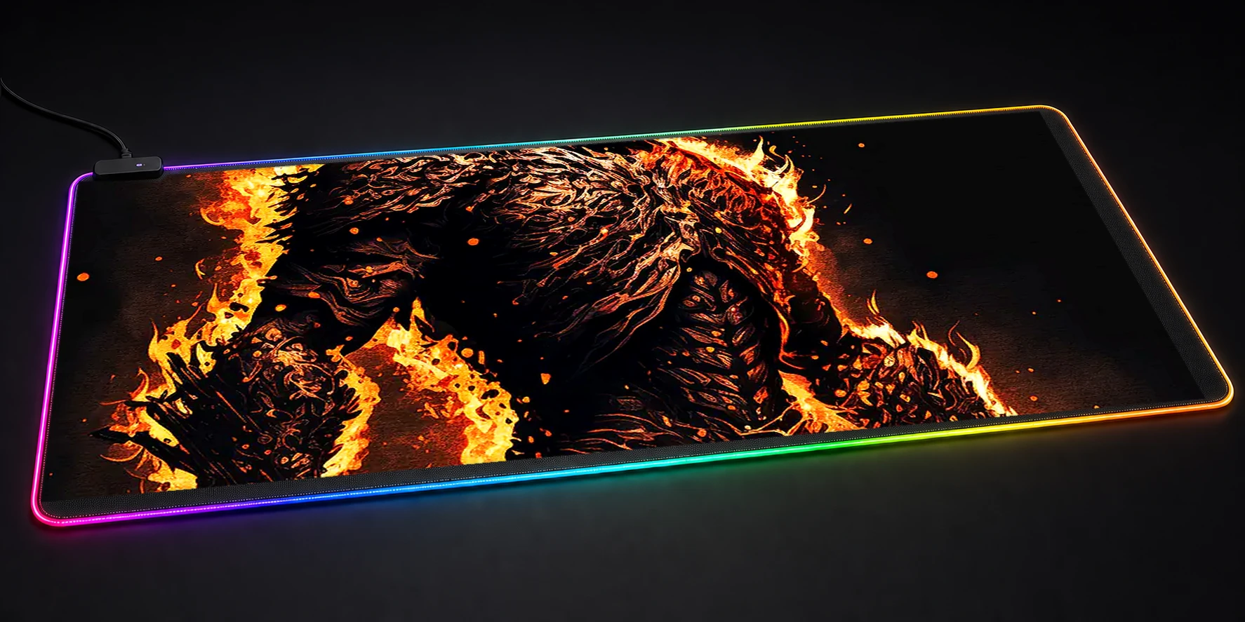 Illustrator fire full body RGB Desk Mat RGB desk mat