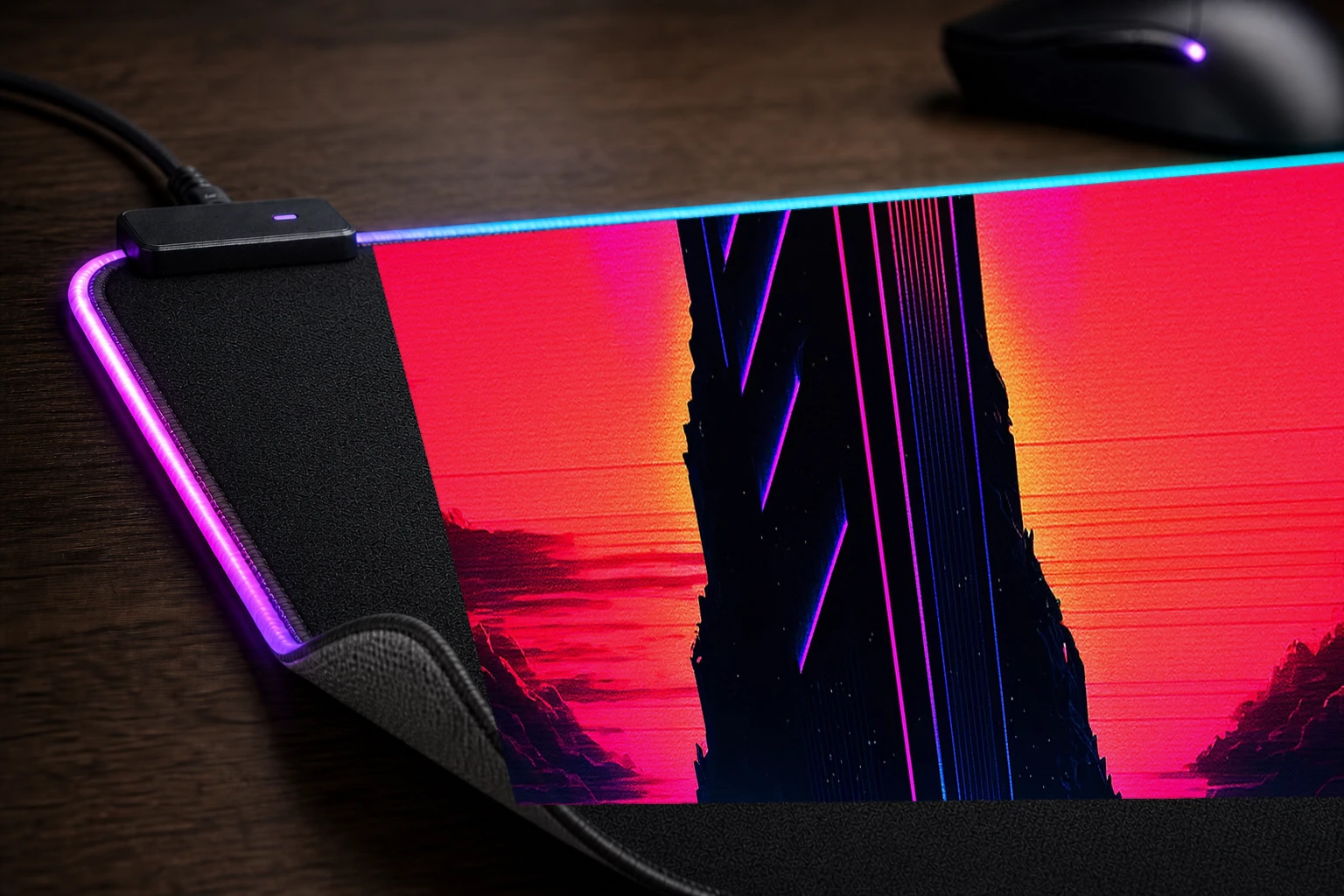 Monolith wave cultists RGB Desk Mat controller and material detail