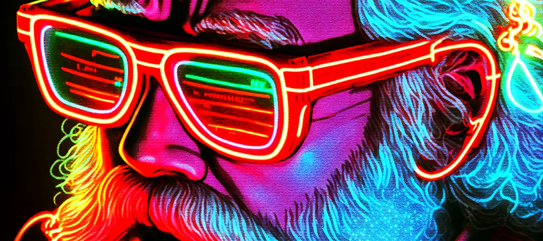 Glow wave Santa RGB Desk Mat full-width design preview