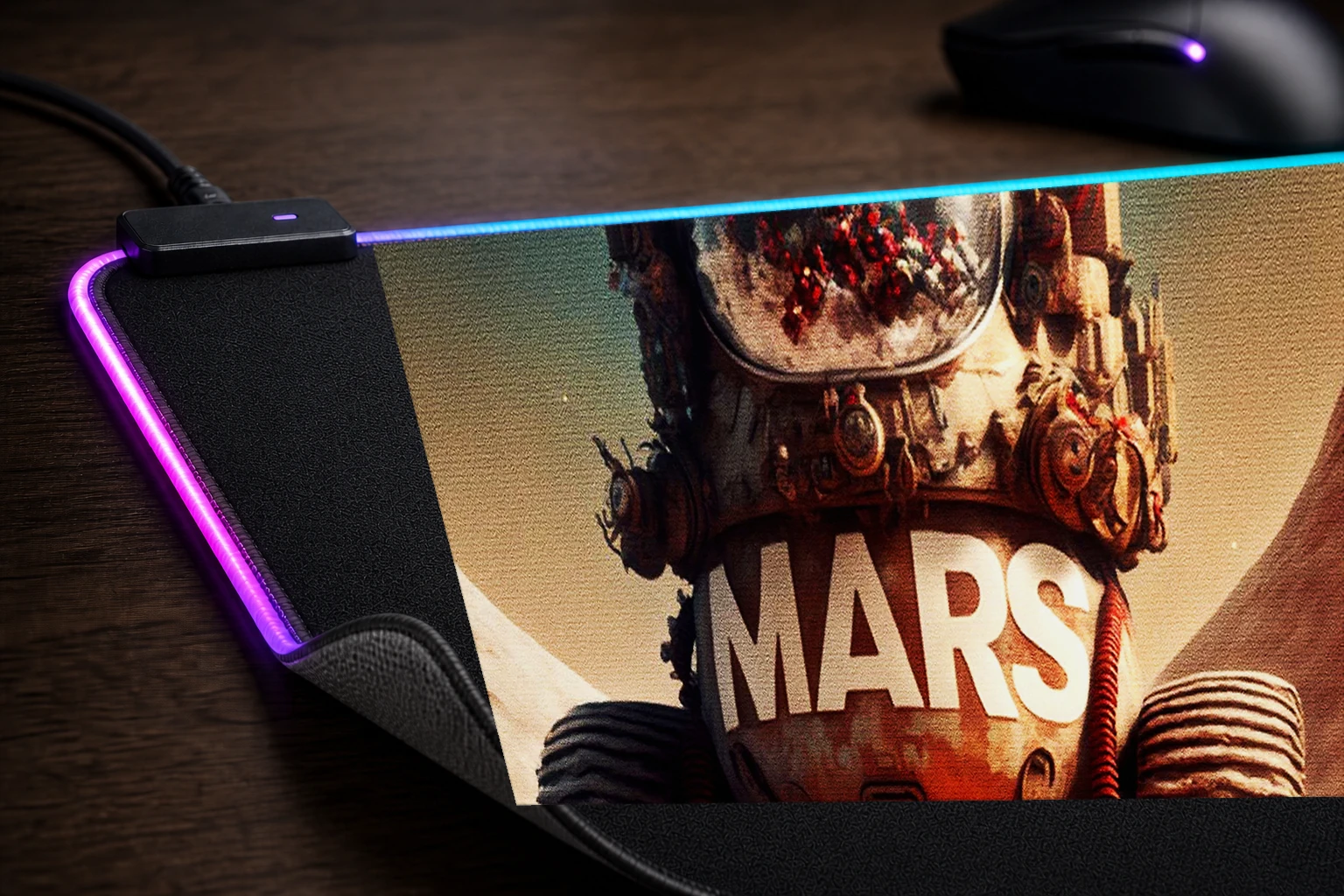 Robot Space RGB Desk Mat controller and material detail