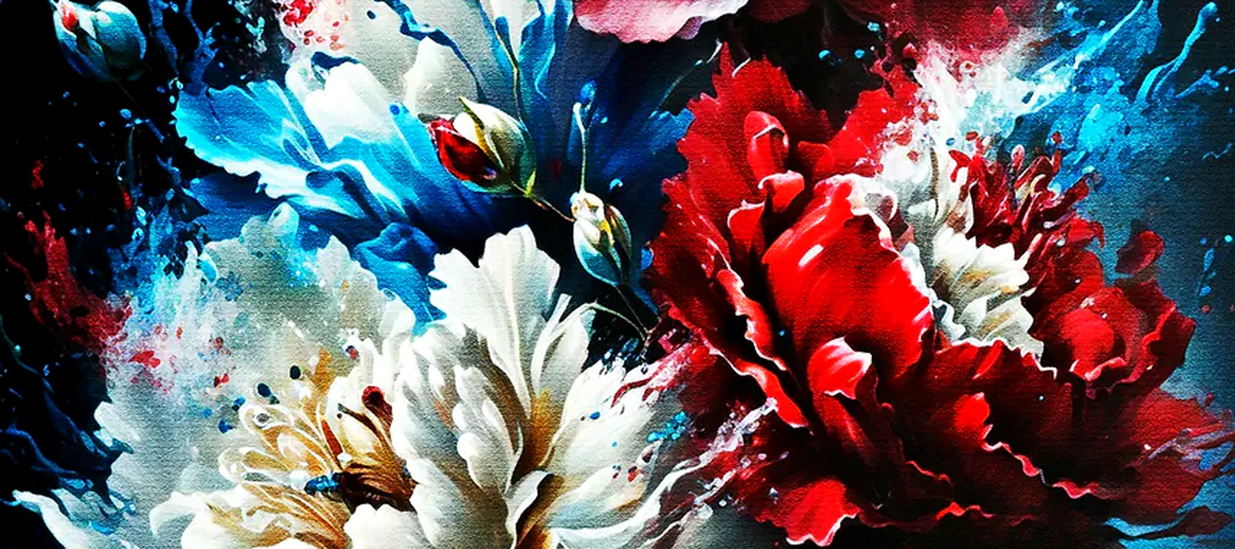 Watercolor Flowers Paint RGB Desk Mat full-width design preview