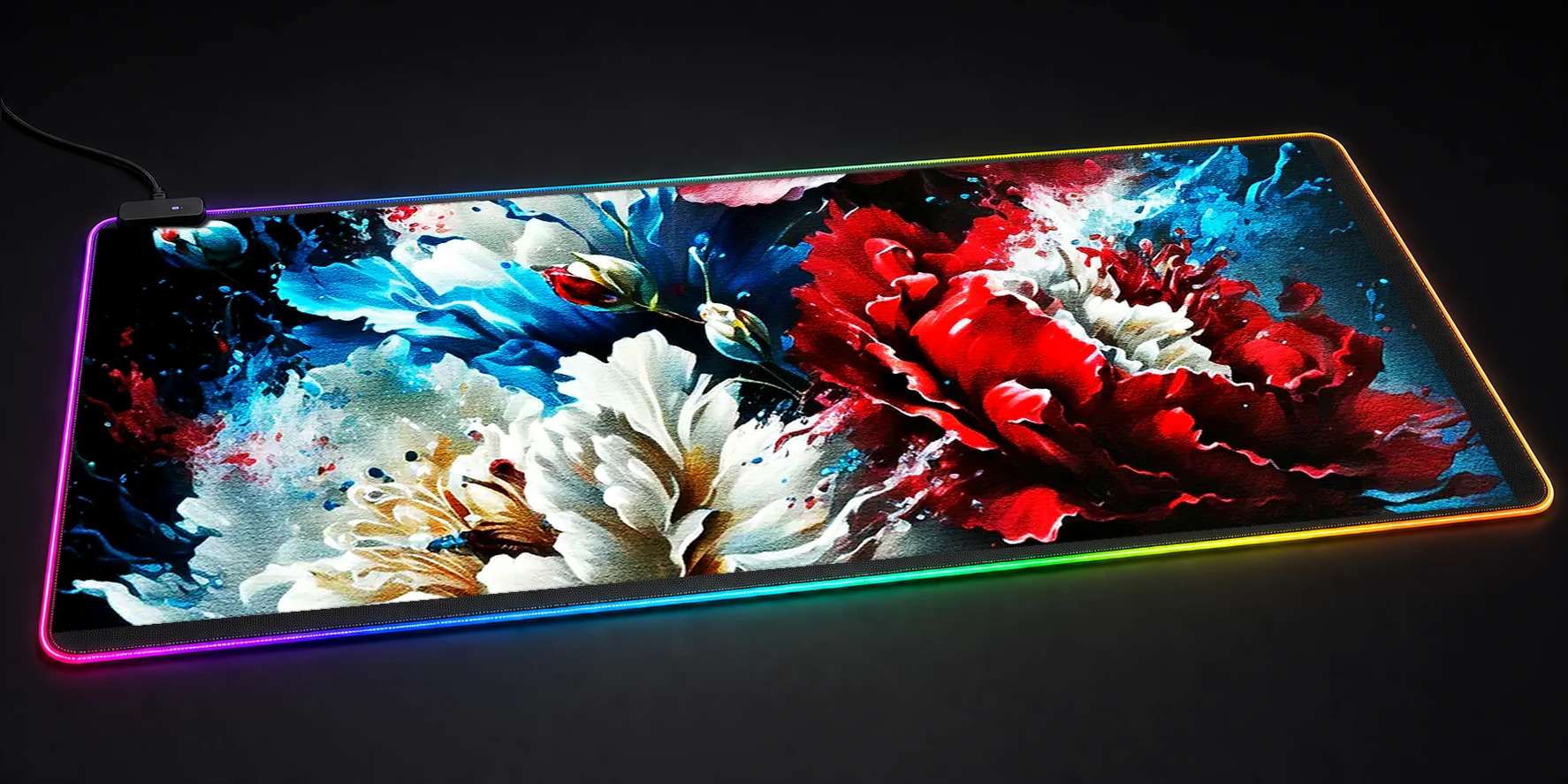 Watercolor Flowers Paint RGB Desk Mat RGB desk mat