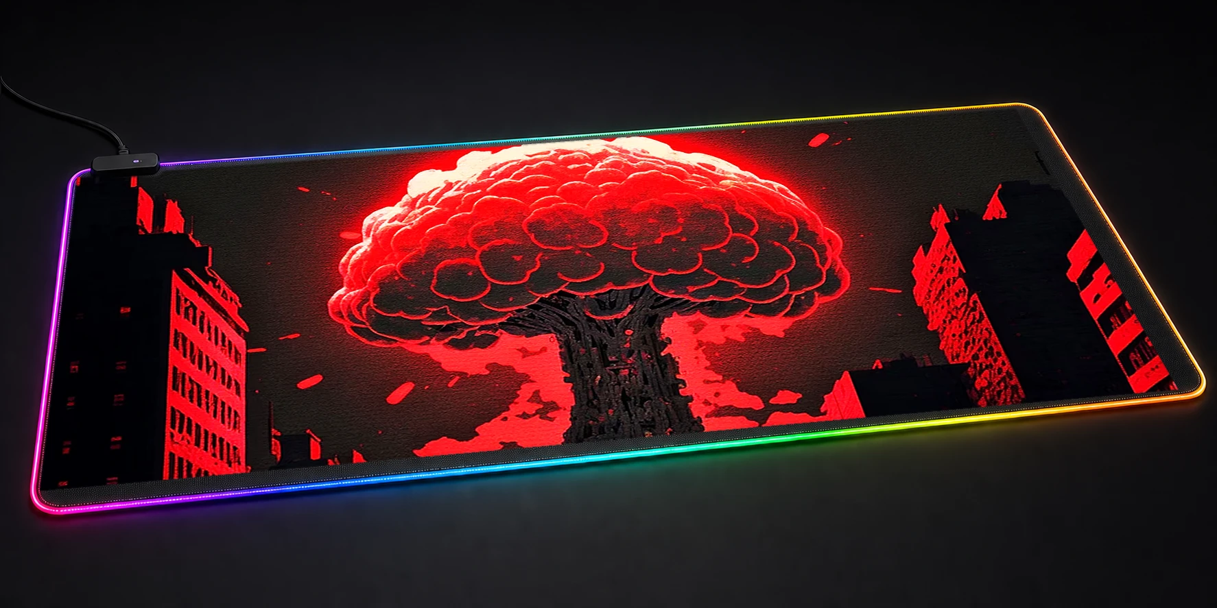 Red atomic explosion RGB Desk Mat RGB desk mat