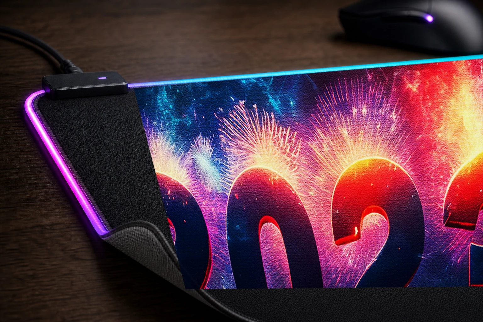 New Year RGB Desk Mat controller and material detail