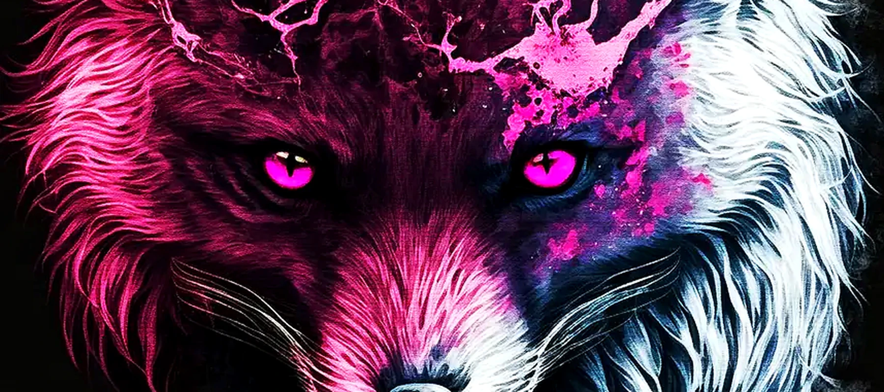 Arctic fox devil pink RGB Desk Mat full-width design preview