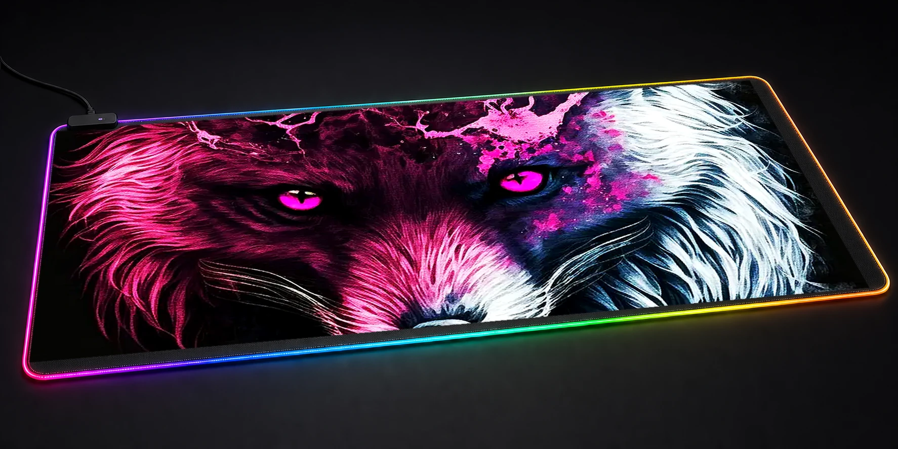 Arctic fox devil pink RGB Desk Mat RGB desk mat