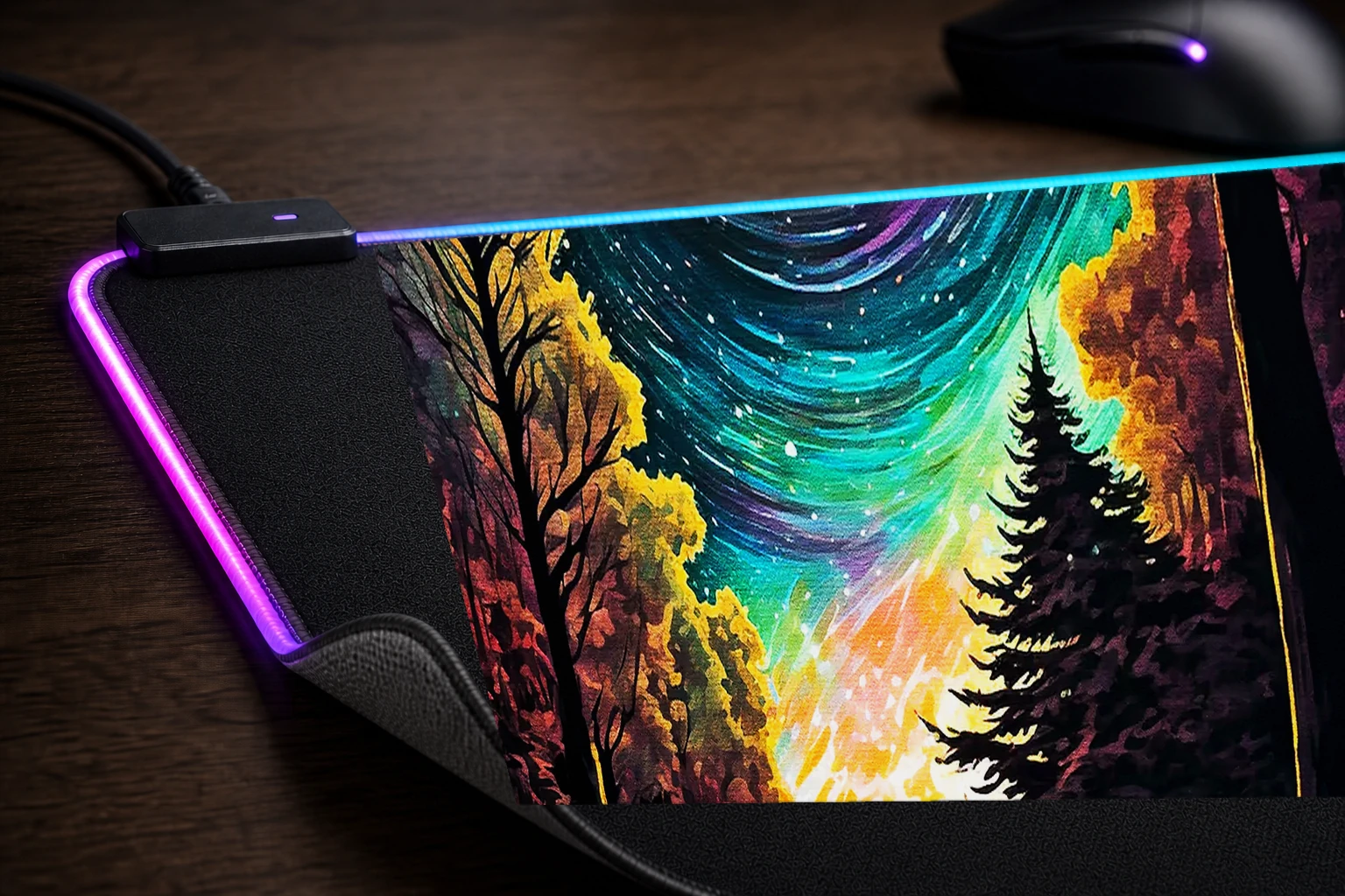Paint The Silent Night RGB Desk Mat controller and material detail