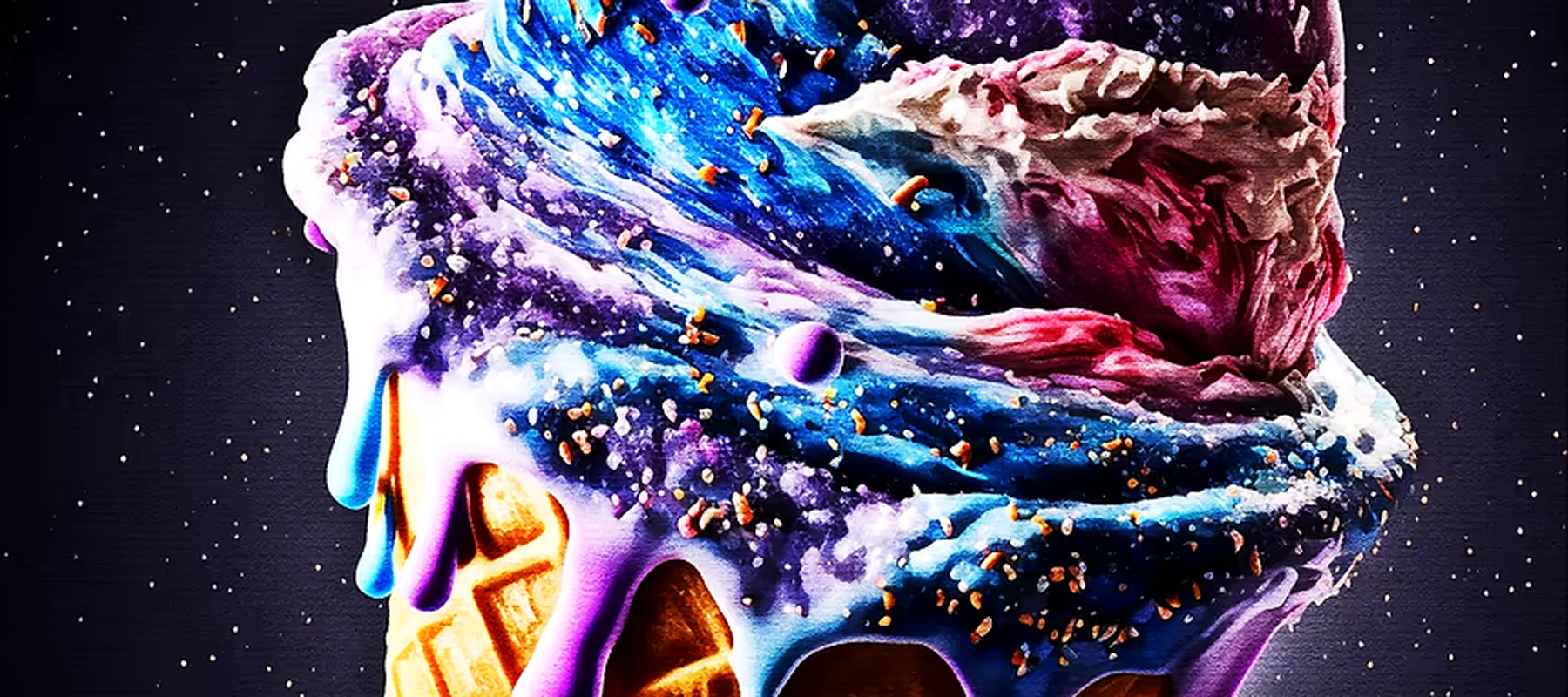 Ice cream cosmic galaxy RGB Desk Mat full-width design preview