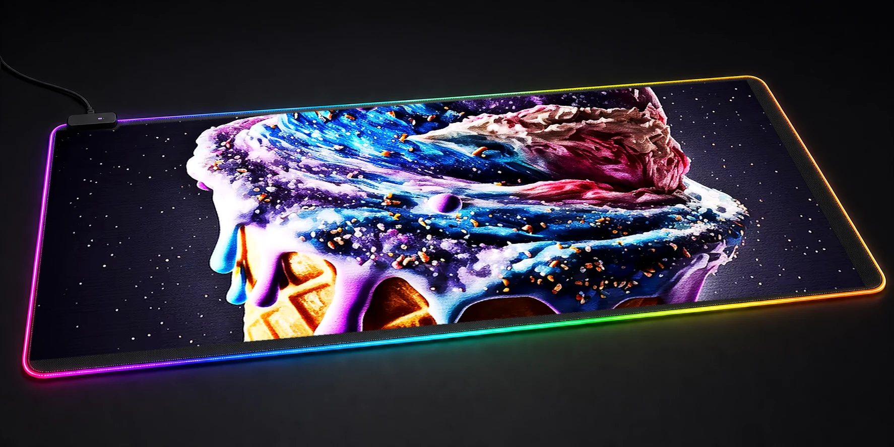 Ice cream cosmic galaxy RGB Desk Mat RGB desk mat