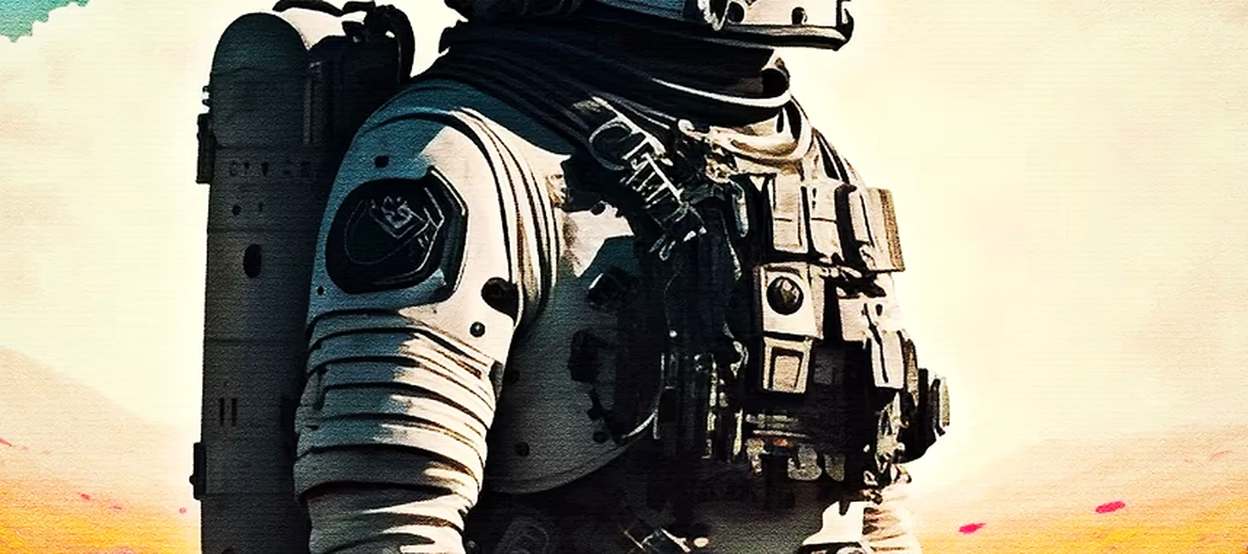 Astronaut standing RGB Desk Mat full-width design preview